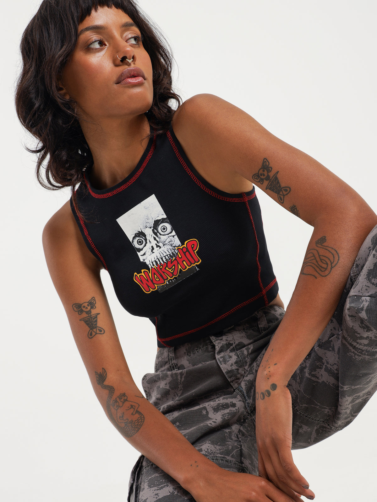 Worship Crunch Tiny Tank in Washed Black | Washed Black