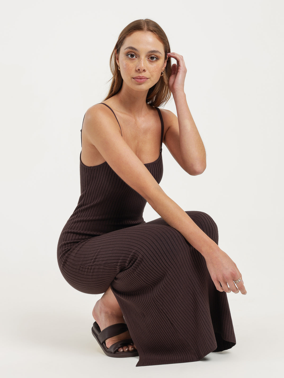 Nude Lucy Xin maxi Dress in Cola Brown | Cola