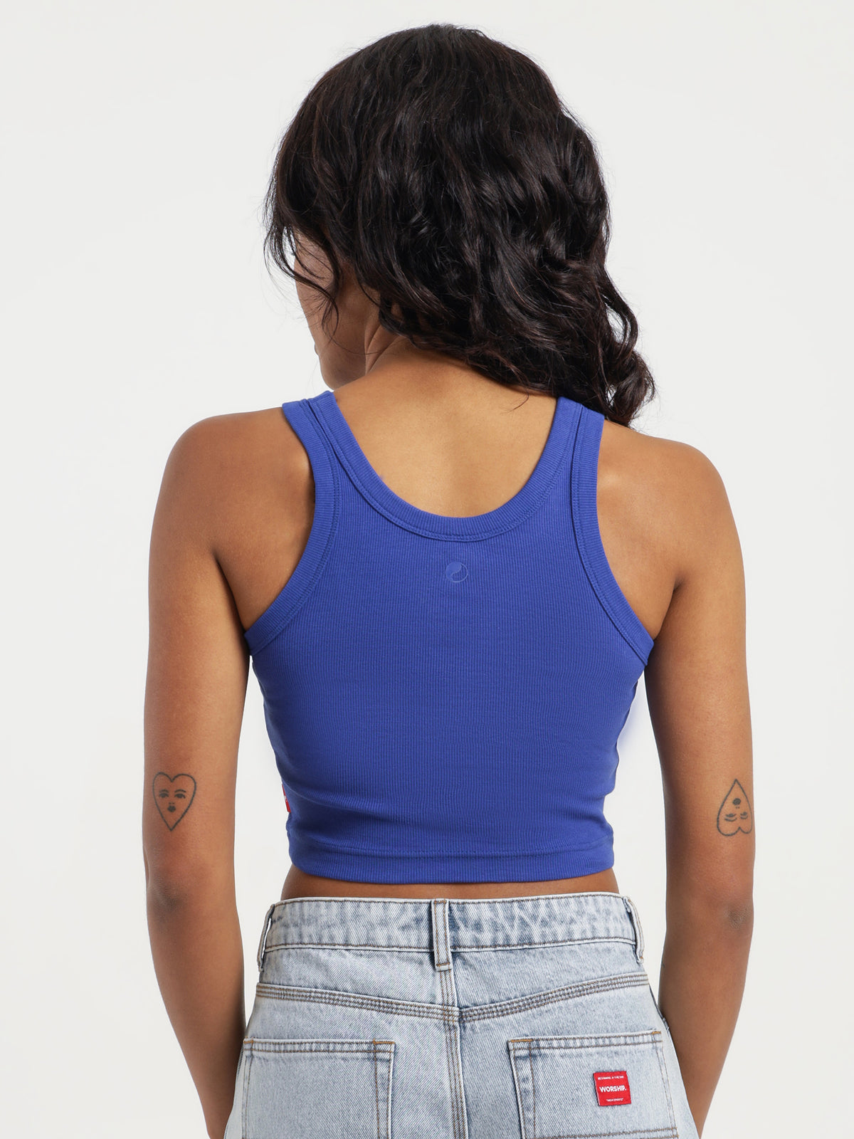 Worship Meancore Mid Crop Tank in Surf The Web Blue | Blue