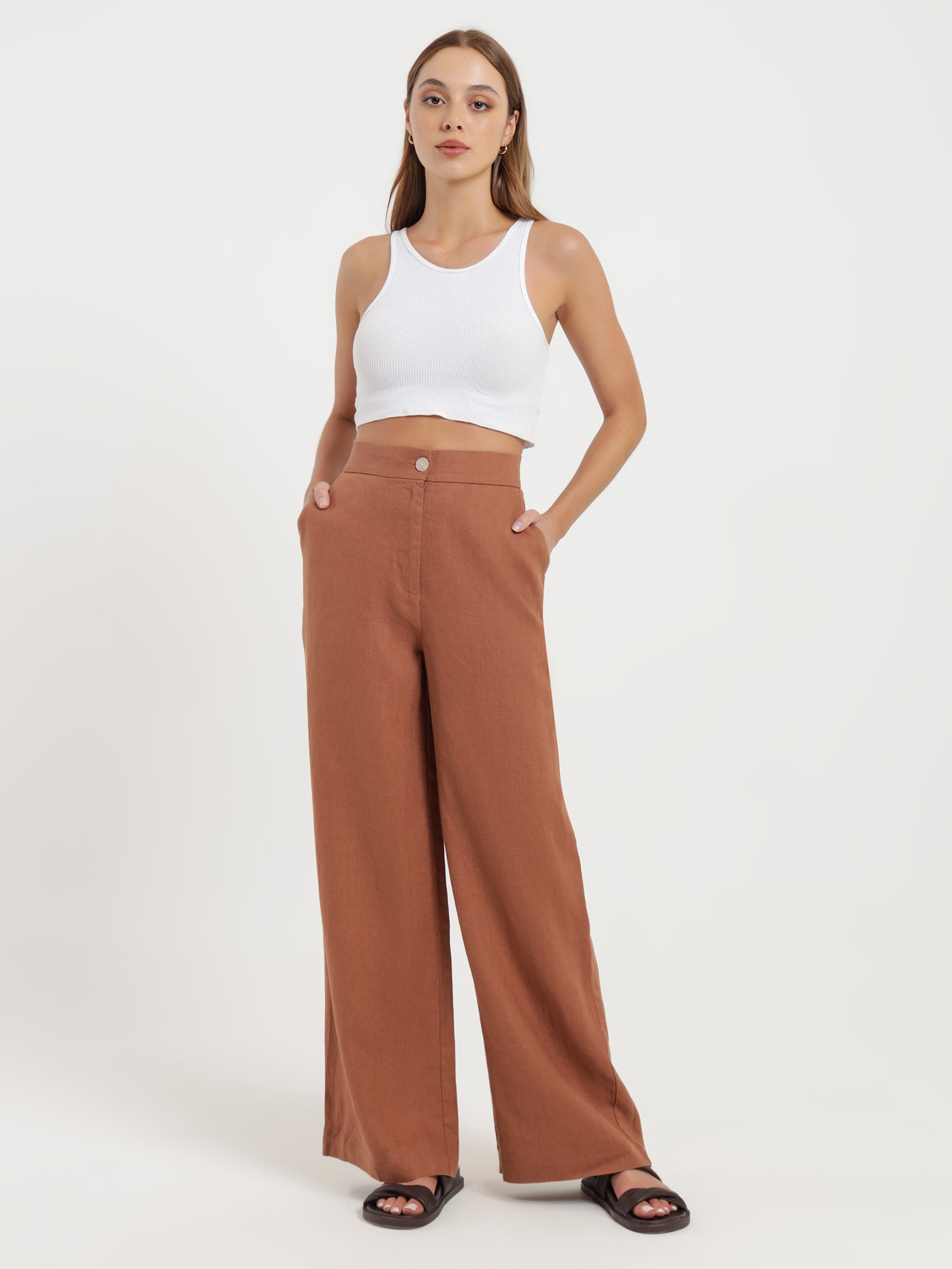 GAP Womens Wide Leg Linen Pull On Pant Chino S at  Women's Clothing  store