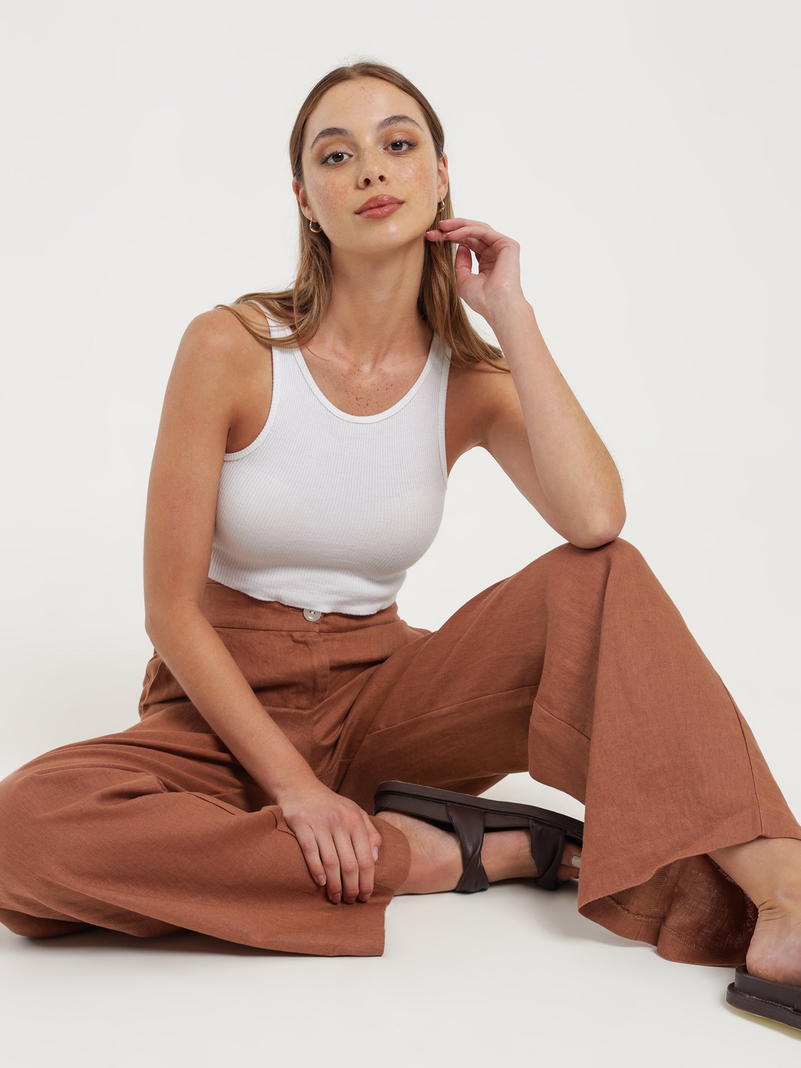 Terracotta palazzo trousers with pockets Size 0, 2, 4, 6, 8 US Fashionable  NEW | eBay