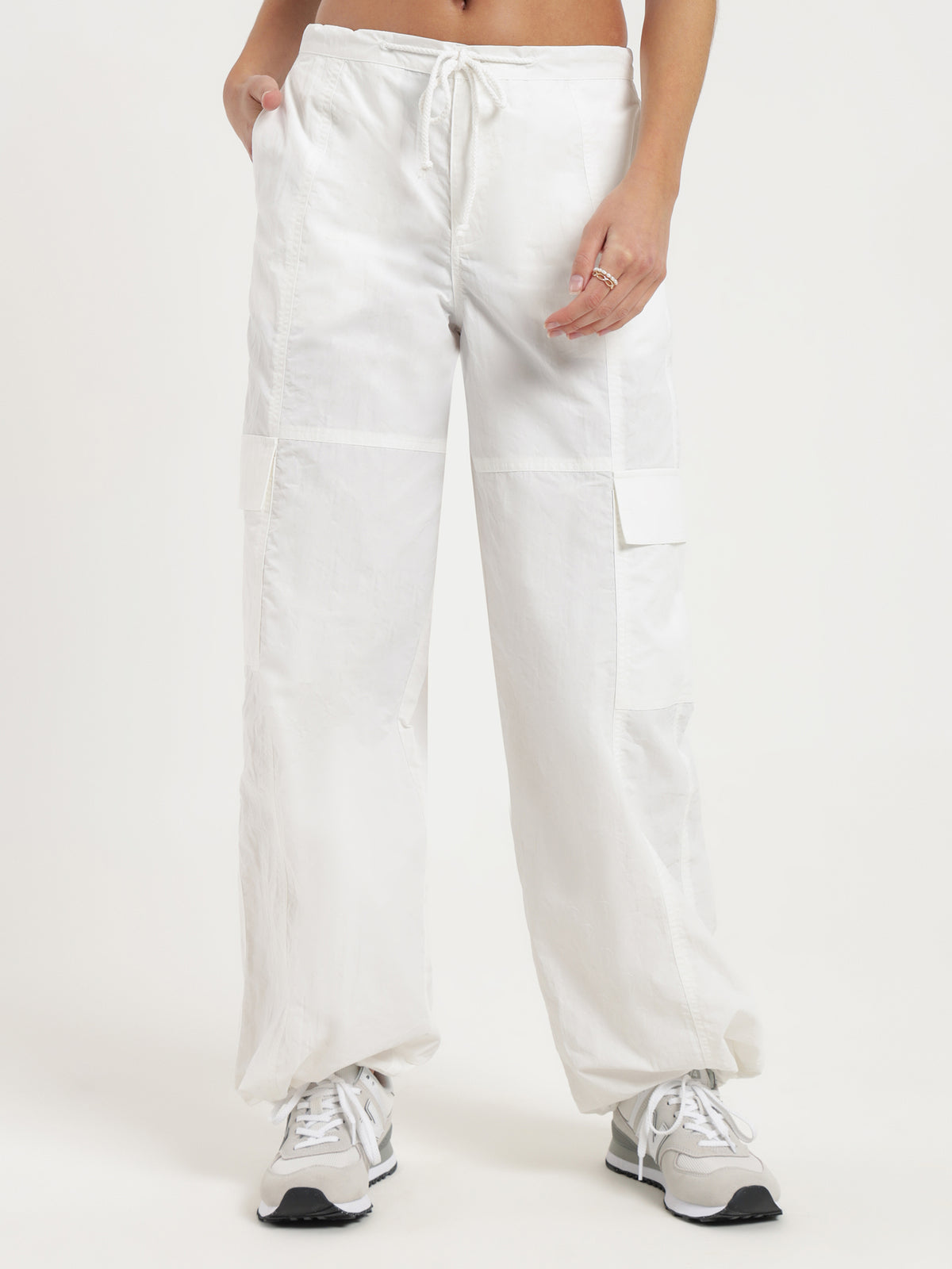 Beyond Her Parachute Cargo Pants in White | Off White