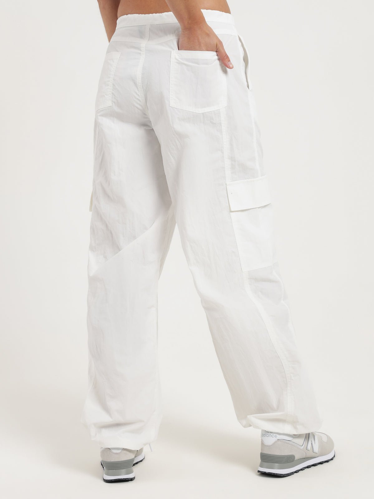 Beyond Her Parachute Cargo Pants in White | Off White