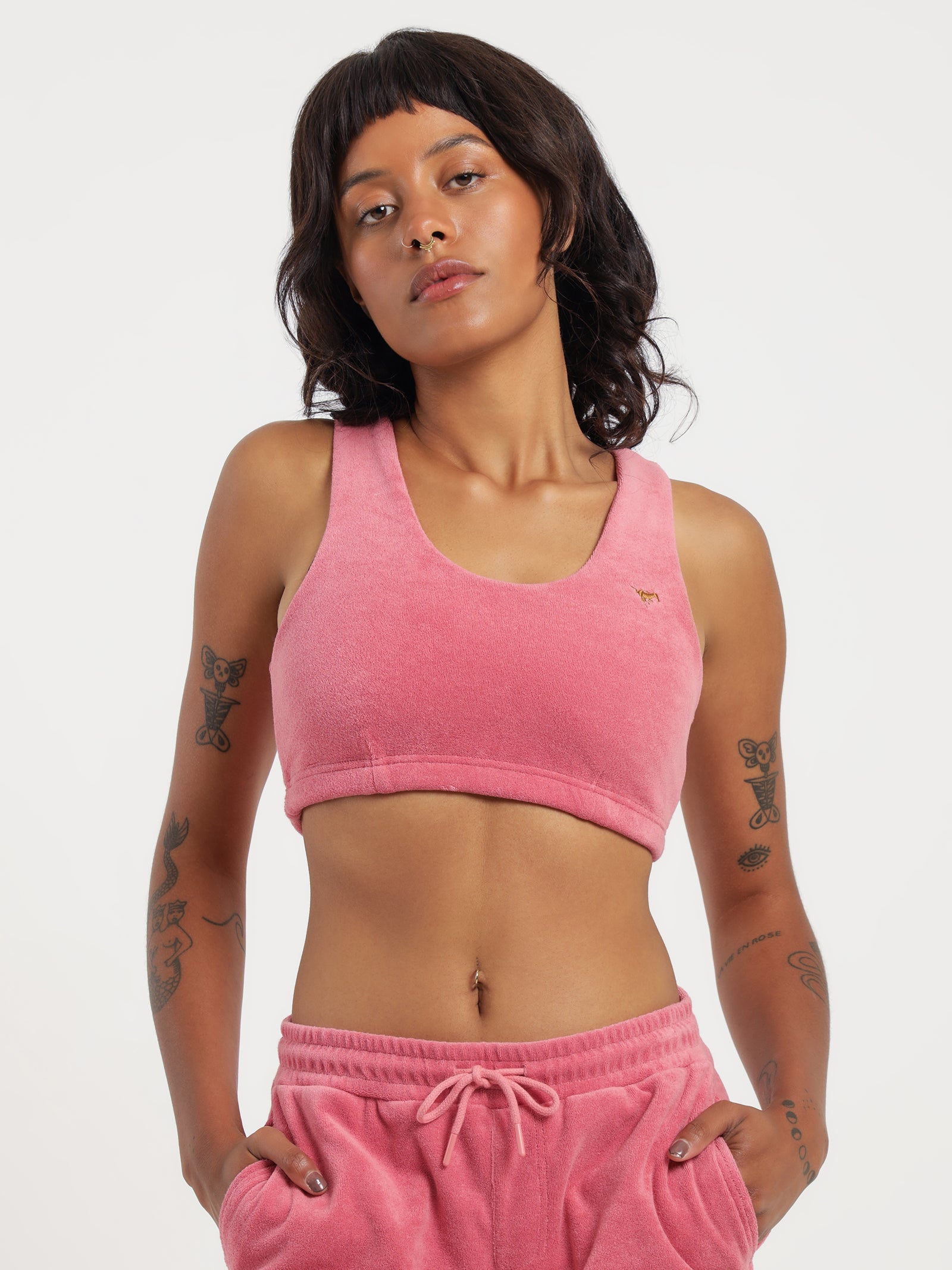 Paloma Terry Crop Bralette in Pink Lemonade