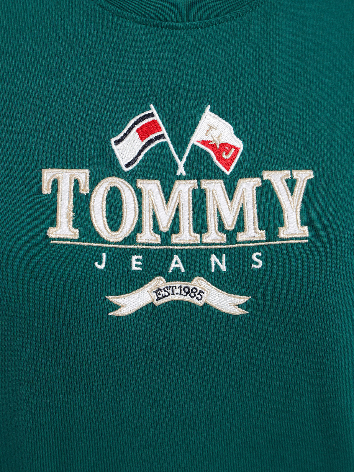 Tommy Hilfiger Super Crop T-Shirt in Dark Turf Green | Dark Green