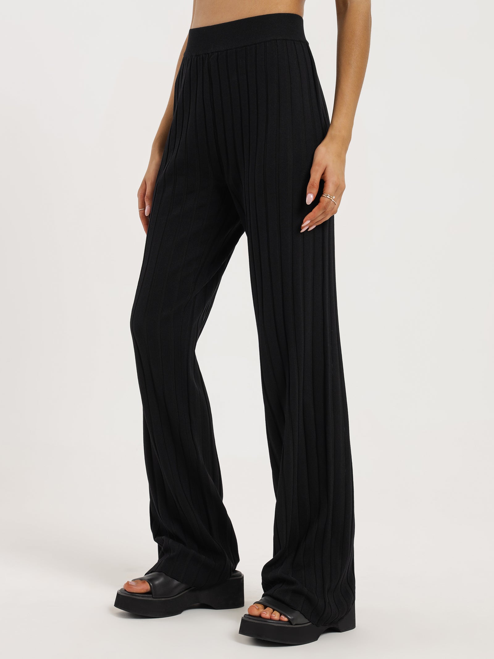 Blaze Ribbed Ponte Pants in Black - Glue Store