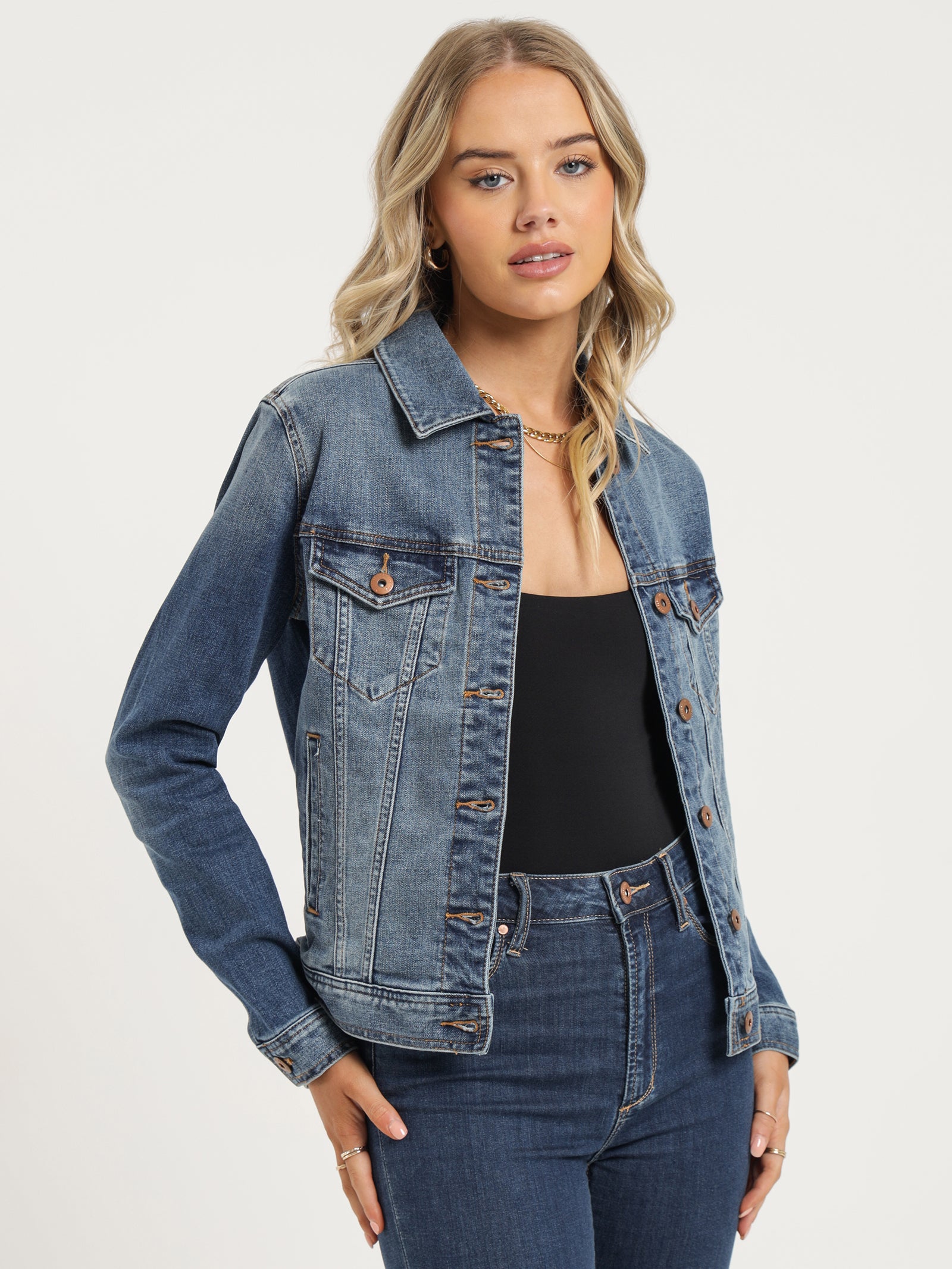 Articles of society Annie Denim Jacket in Indigo Blue | Glue Store