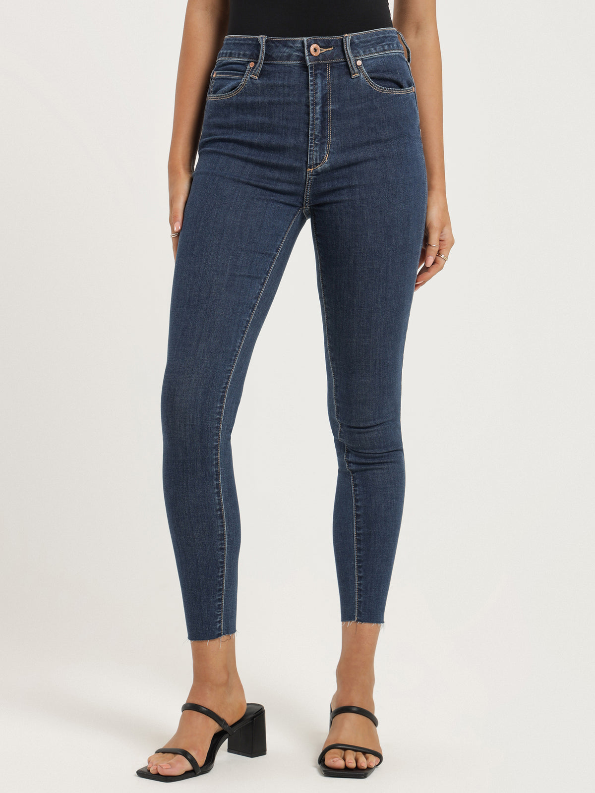 Articles Of Society High Lisa Skinny Jeans in Blue Rinse | Dark Medium Rinse