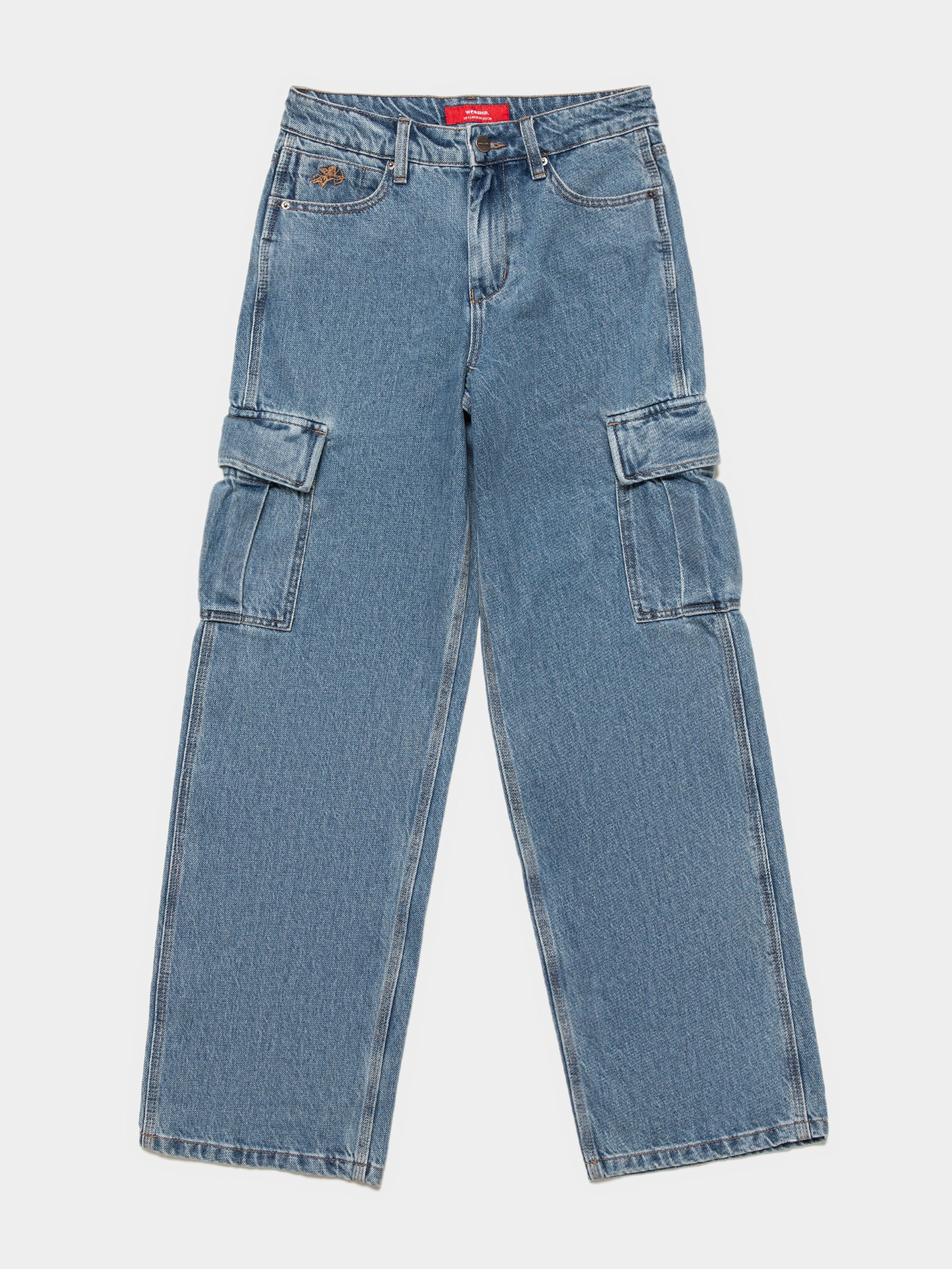 Sloucher Cargo Jeans in Blue