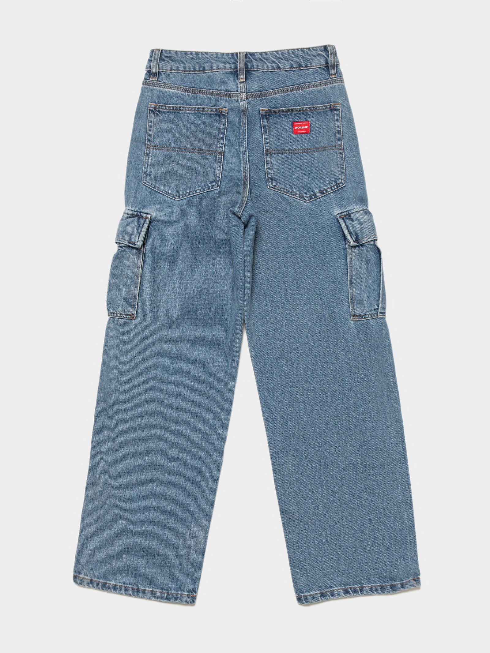 Sloucher Cargo Jeans in Blue