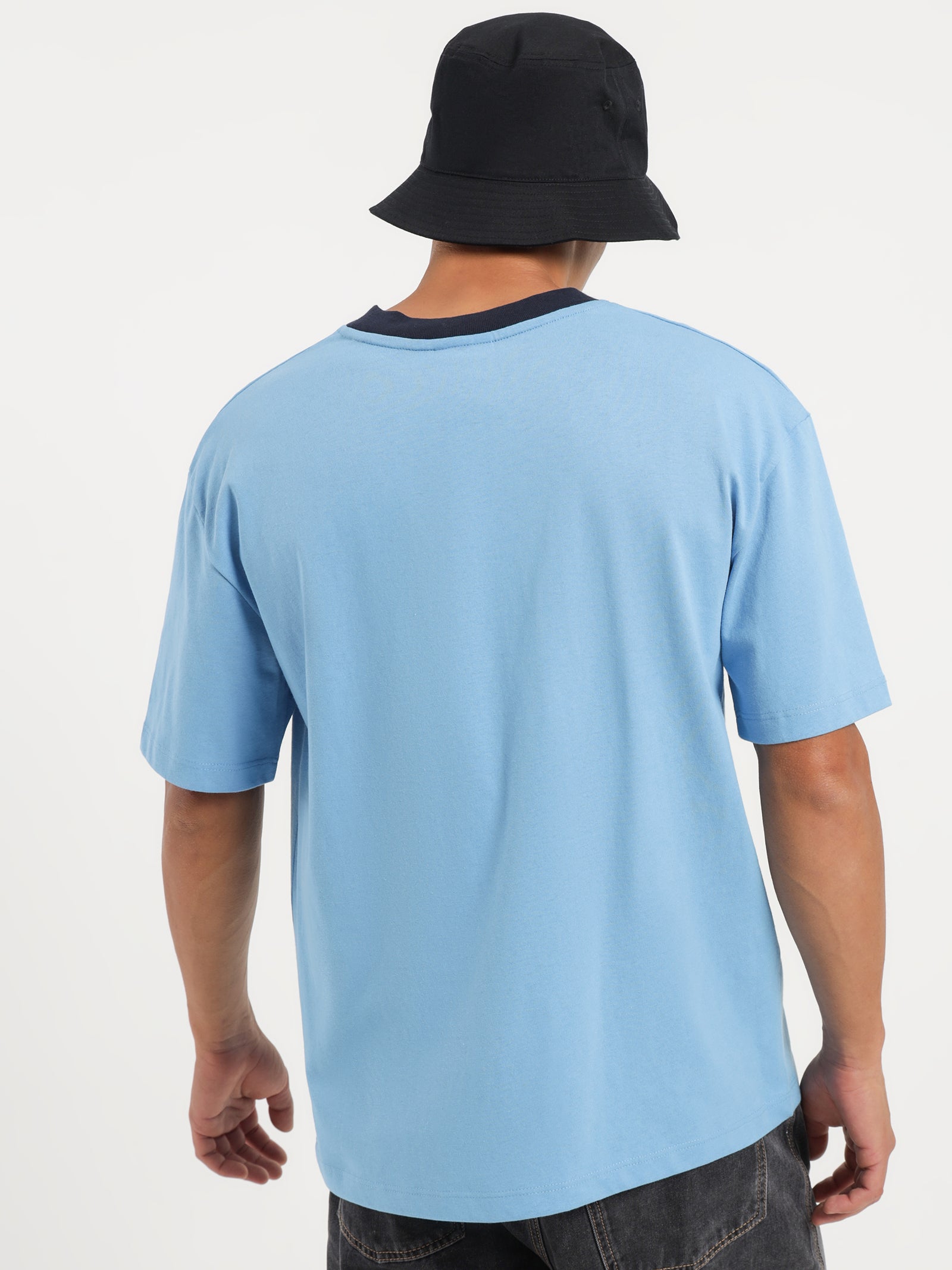 Heritage Contrast Script T-Shirt in Light Blue