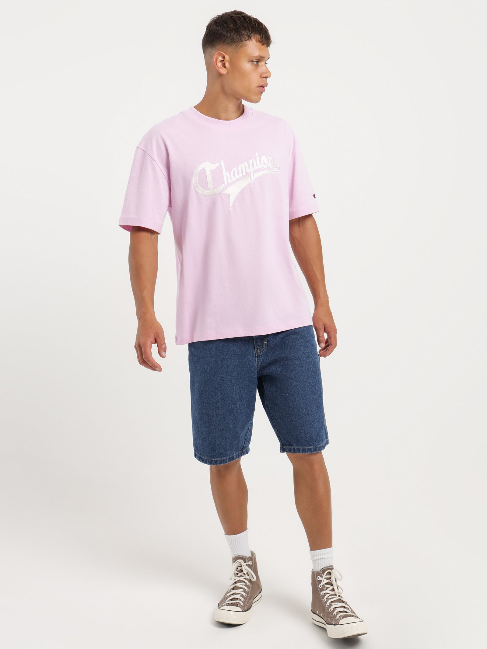 Heritage Cursive Logo T-Shirt in Pink Posy