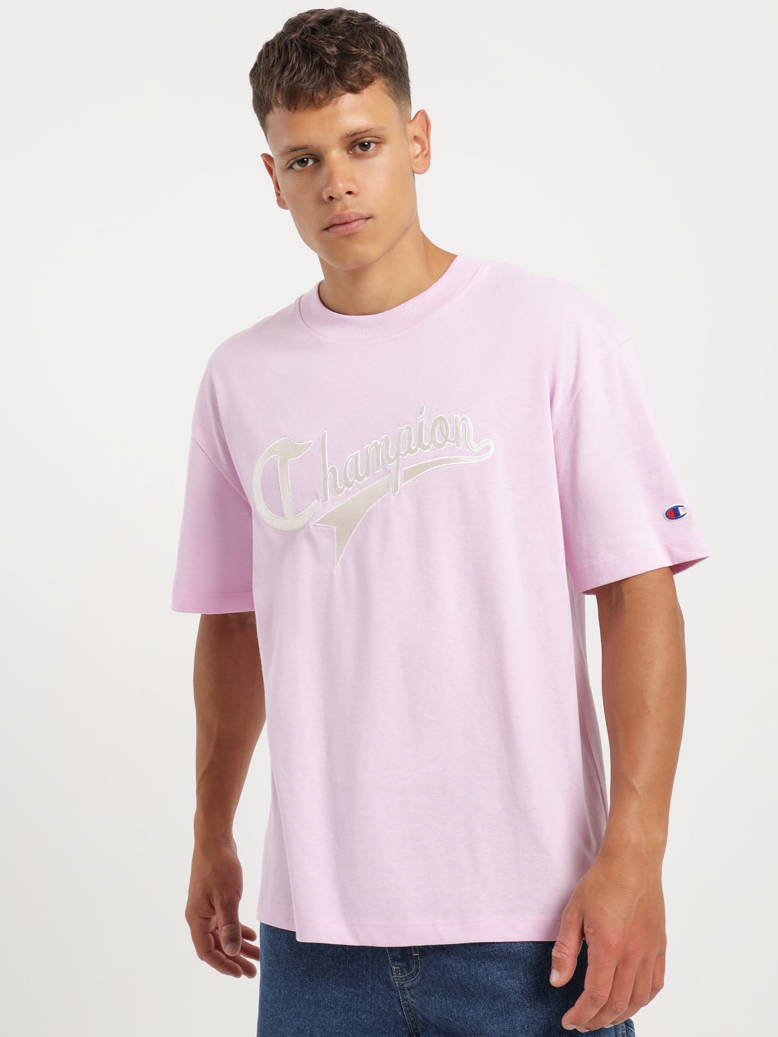 Heritage Cursive Logo T-Shirt in Pink Posy