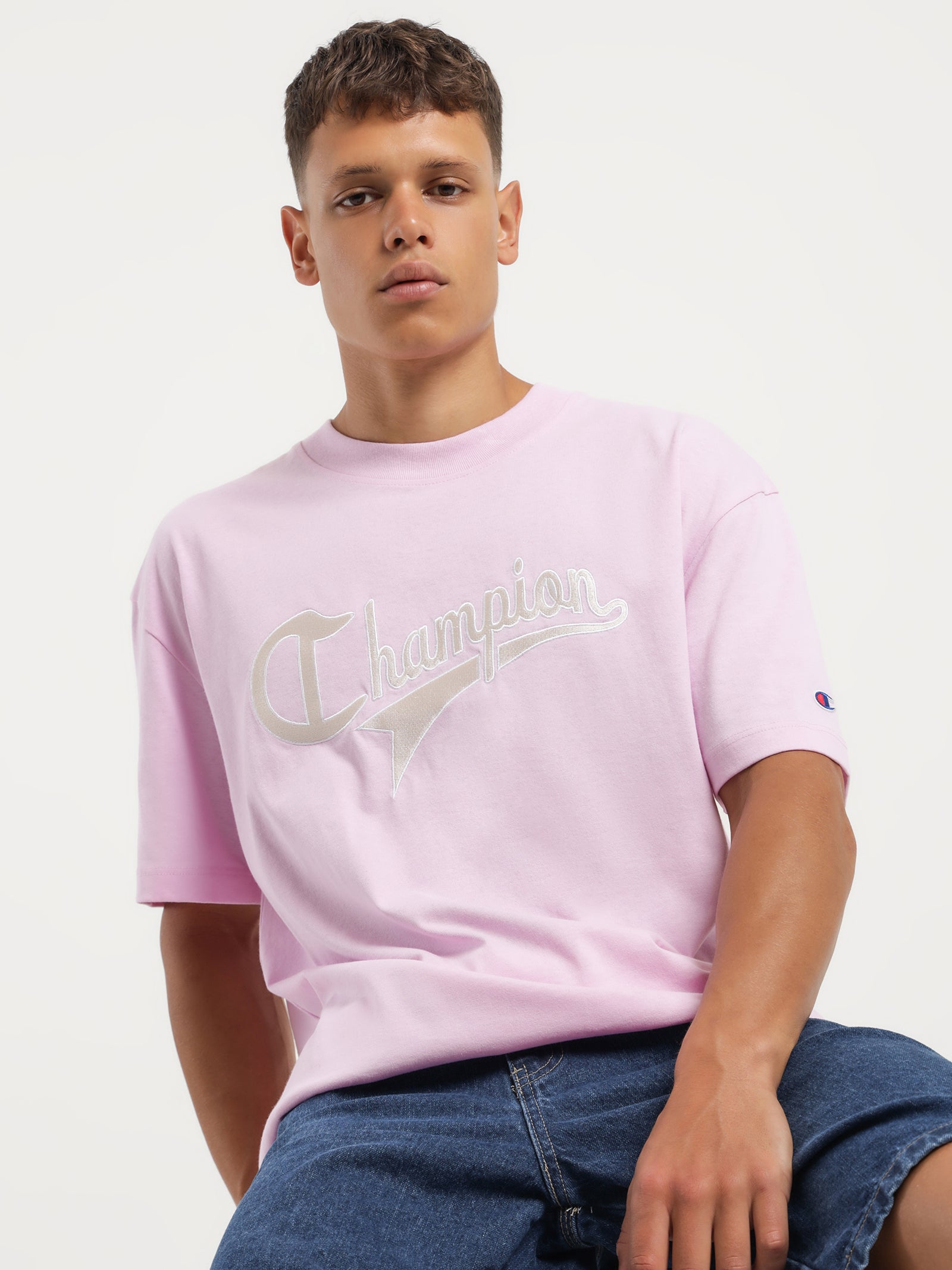 Heritage Cursive Logo T-Shirt in Pink Posy