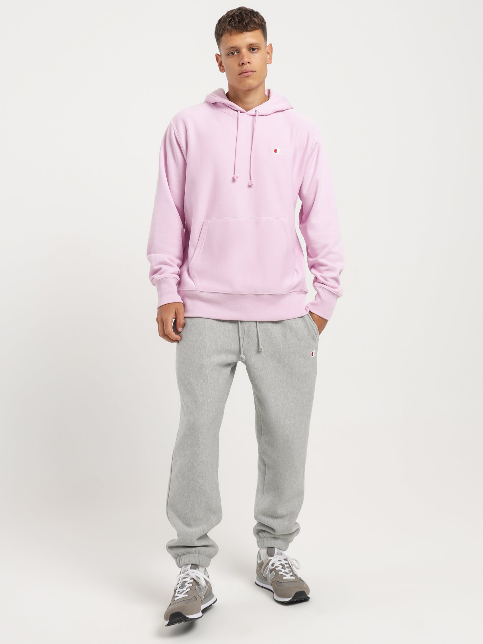 Reverse Weave French Terry Hoodie in Pink Posy