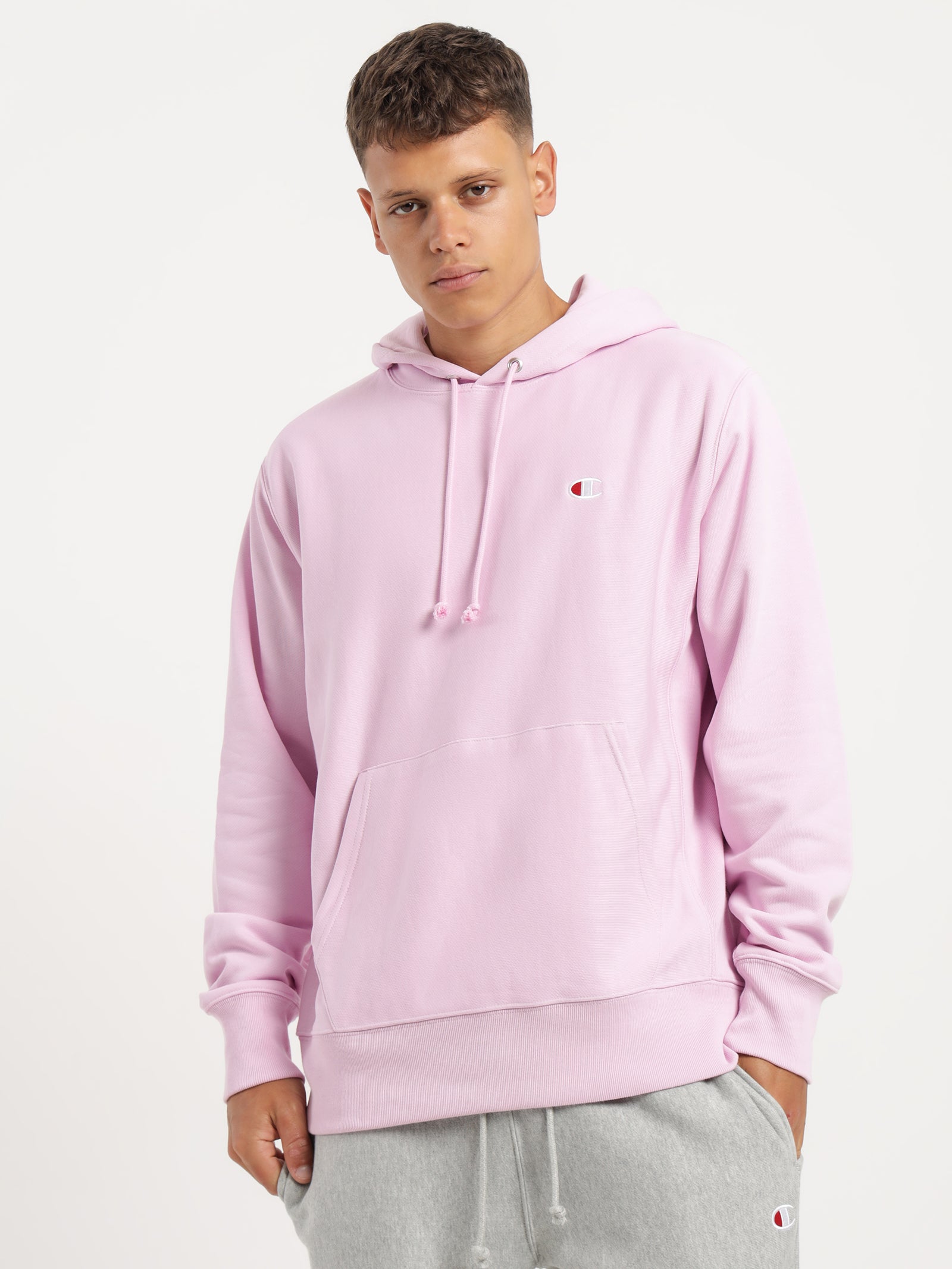 Reverse Weave French Terry Hoodie in Pink Posy