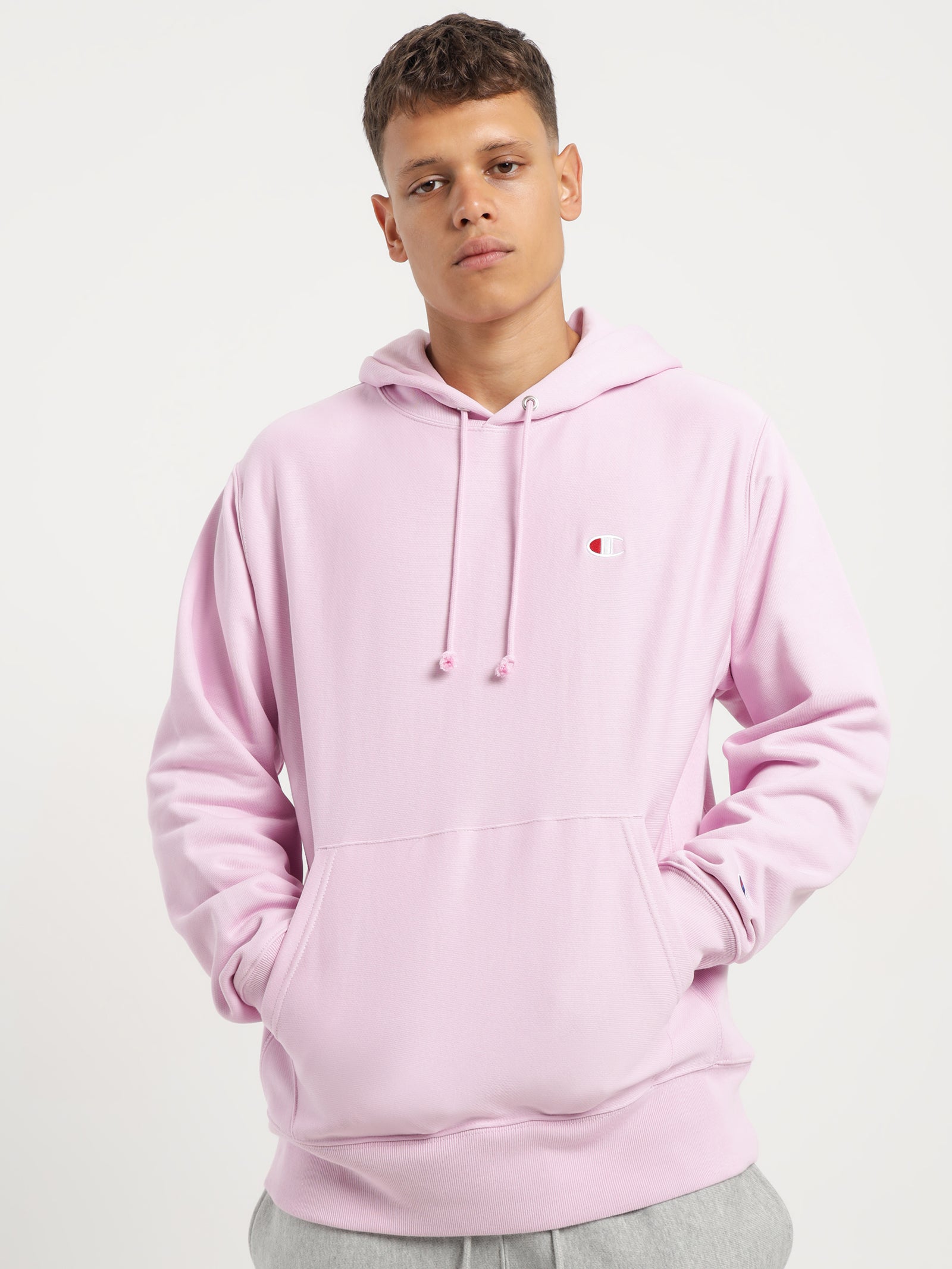 Reverse Weave French Terry Hoodie in Pink Posy