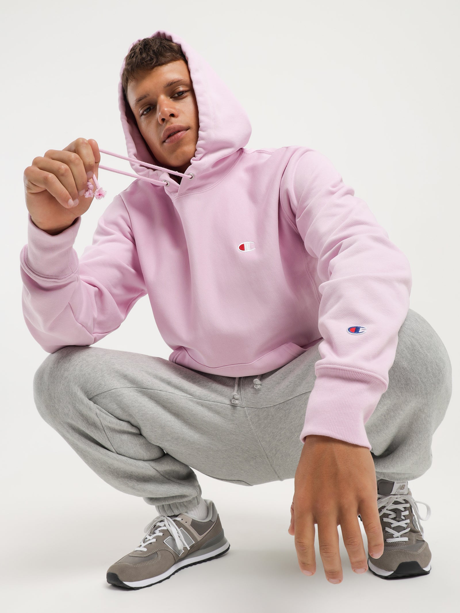 Reverse Weave French Terry Hoodie in Pink Posy