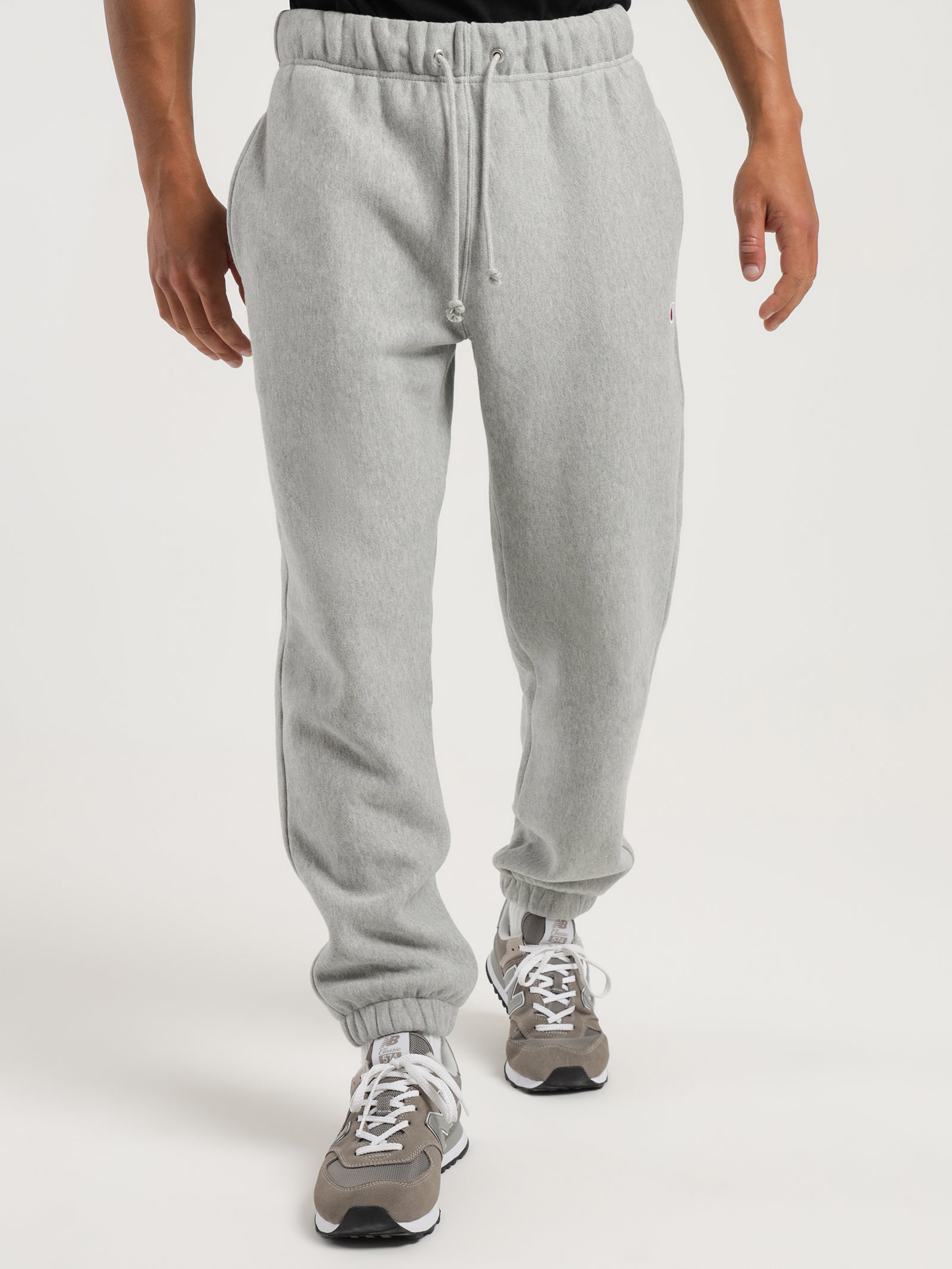 Reverse Weave Trackpant in Grey Marle