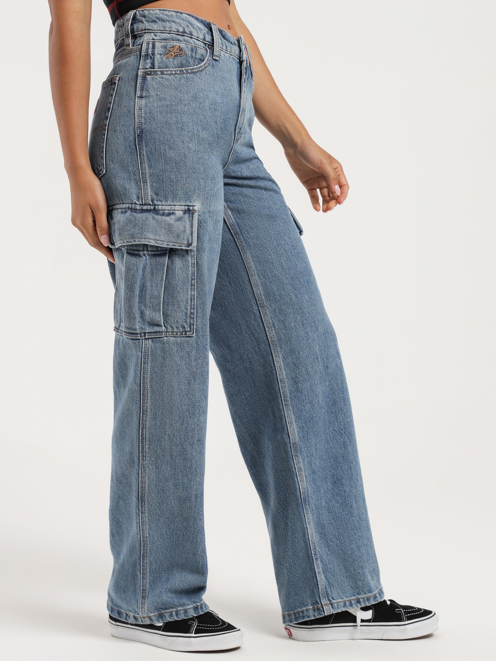 Sloucher Cargo Jeans in Blue