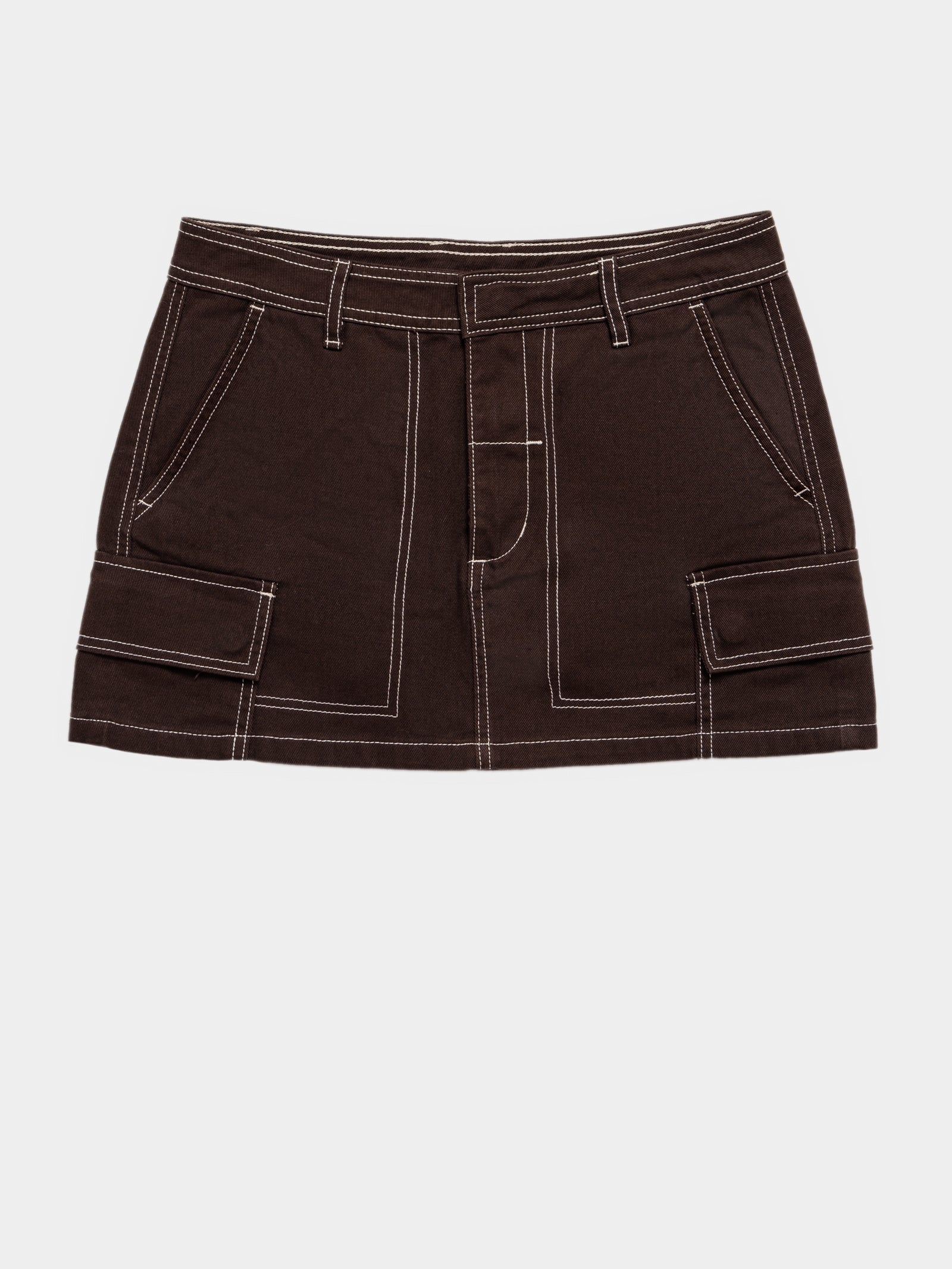 Rift Cargo Mini Skirt in Postal Brown