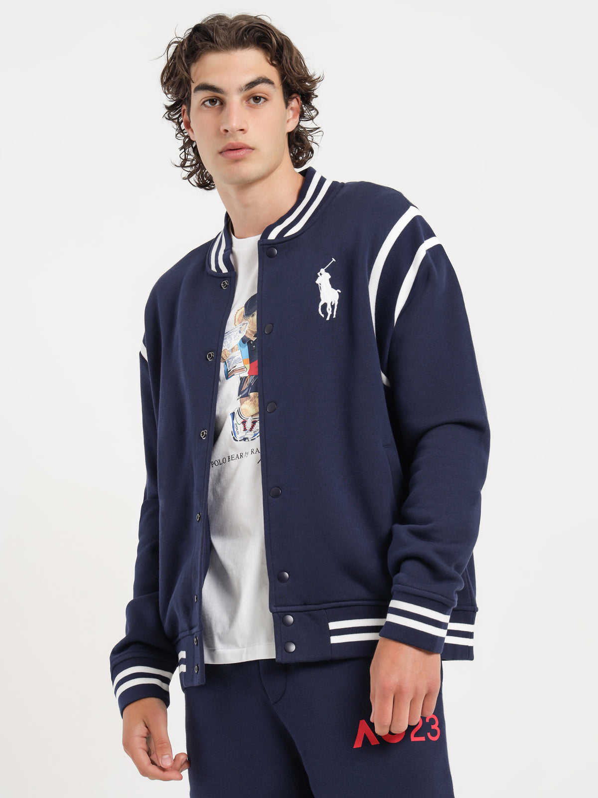 Polo Ralph Lauren AO Long Sleeve Varsity Jacket in Navy | Navy