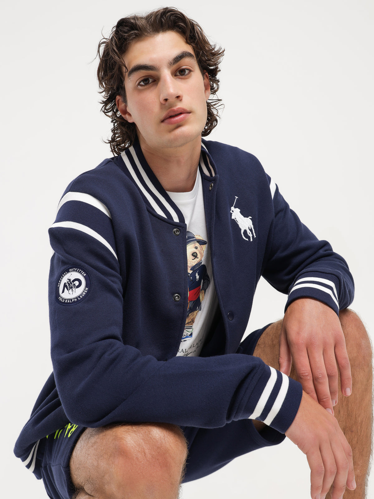 Polo Ralph Lauren AO Long Sleeve Varsity Jacket in Navy | Navy