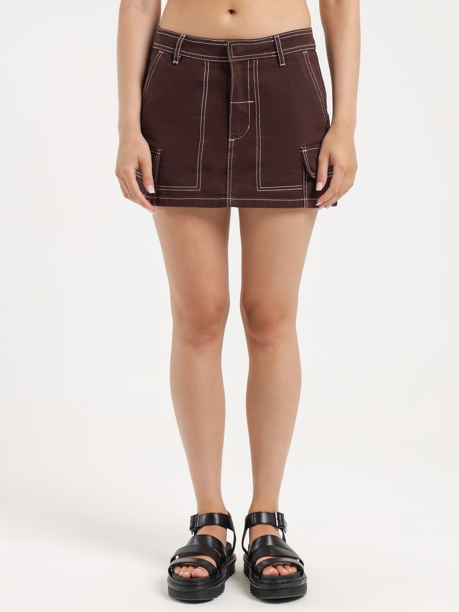 Rift Cargo Mini Skirt in Postal Brown