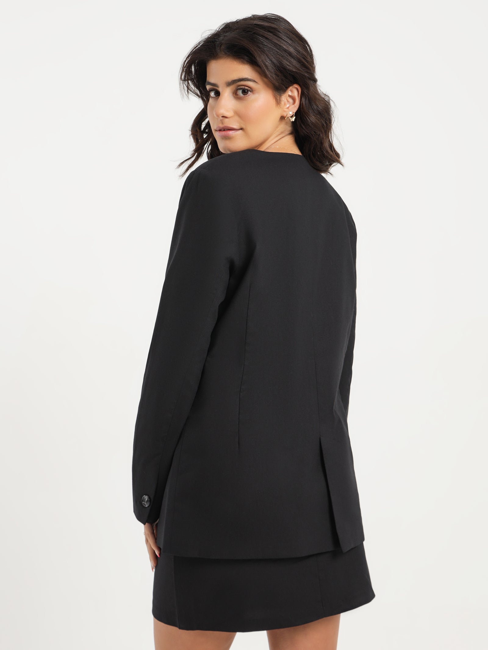 Emily Collarless Blazer in Black