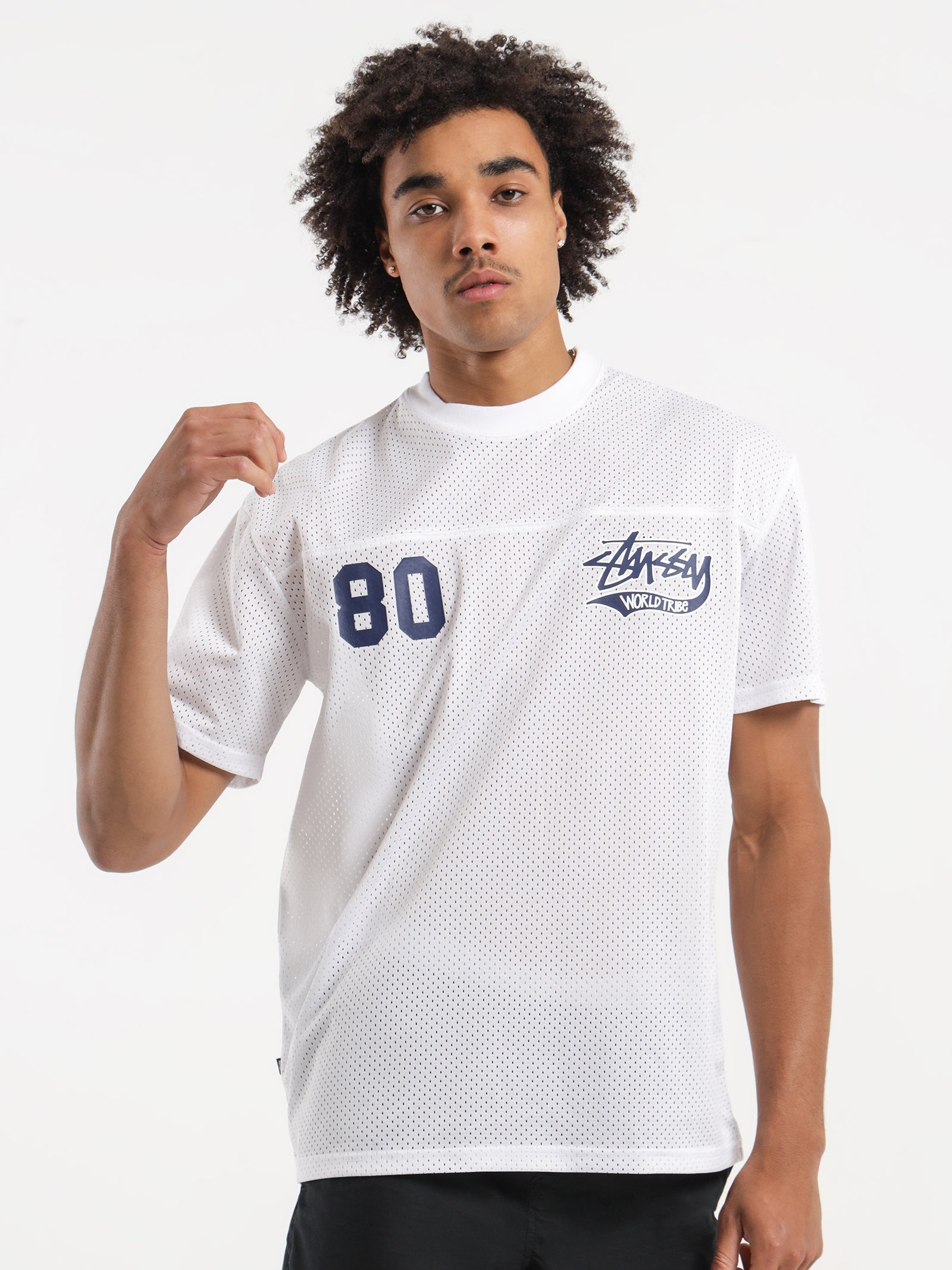 Vintage New Stussy White 80 Jersey Tee T-Shirt Small