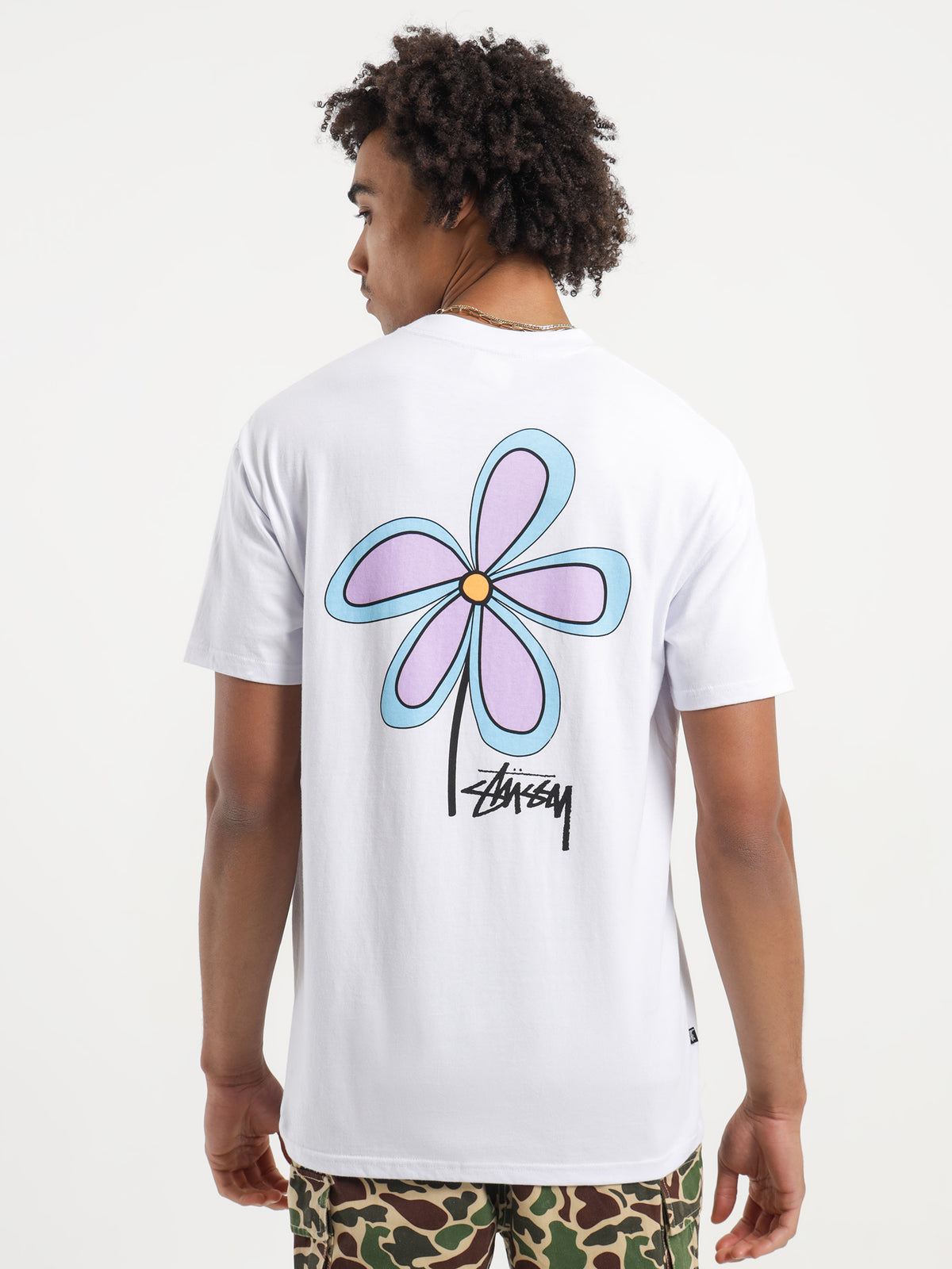 Stussy Flower 50/50 Heavyweight T-Shirt in White | White