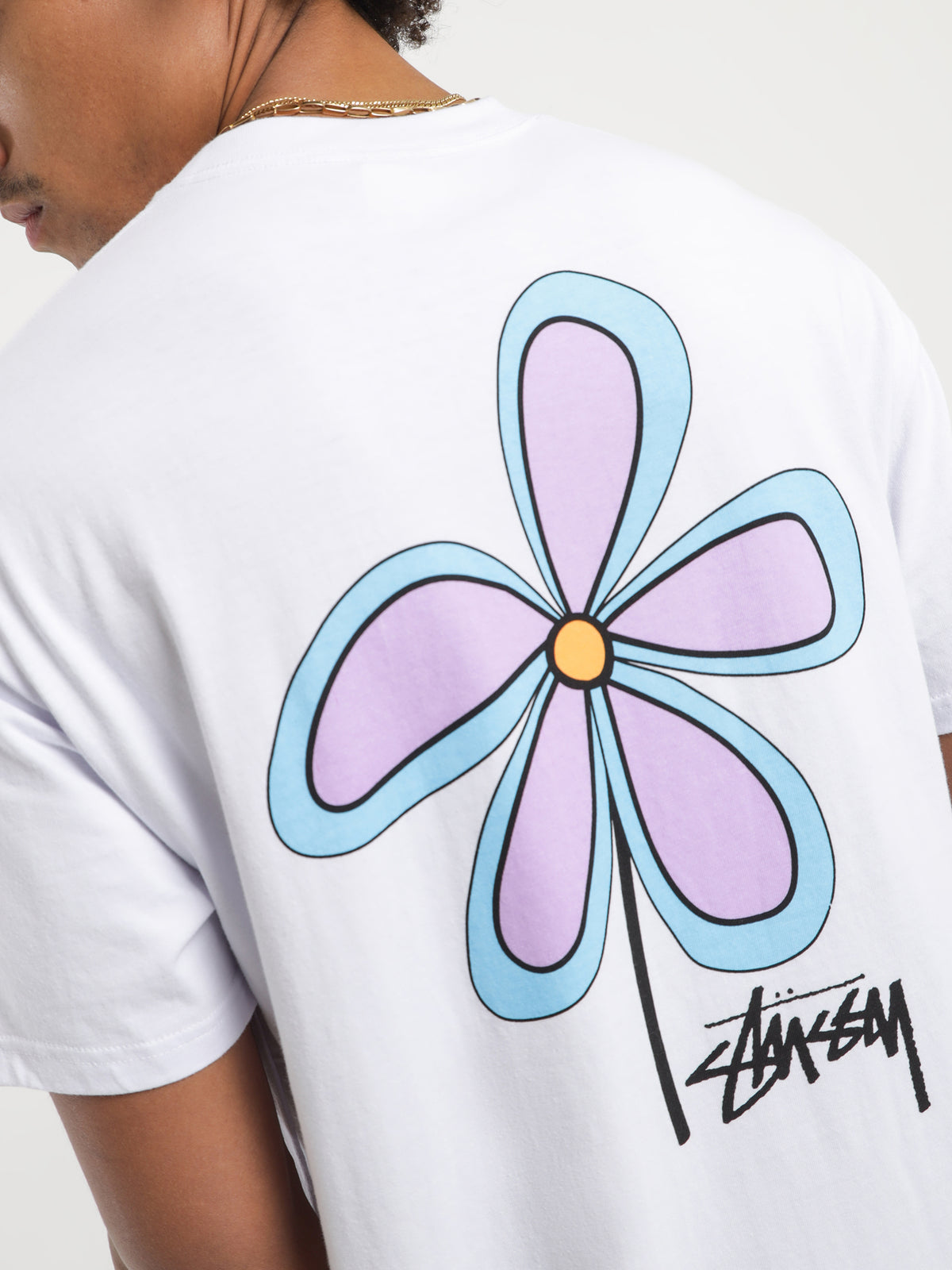 Stussy Flower 50/50 Heavyweight T-Shirt in White | White