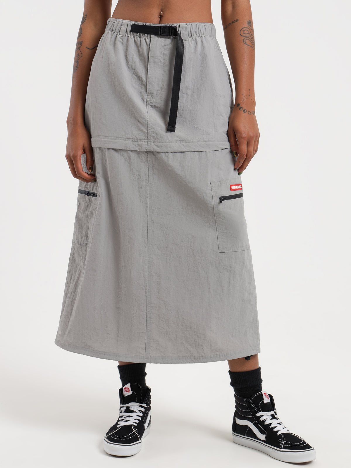 Worship Cargo Zip Off Skirt in Mid Grey | Mid Grey