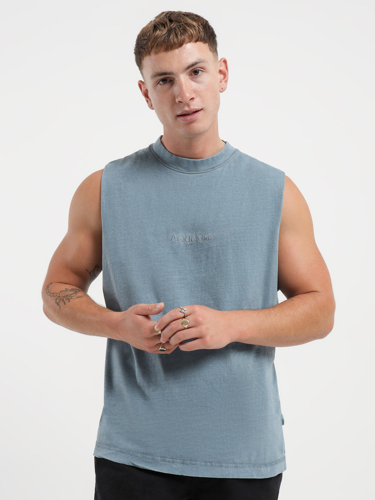 Article One Tonal Logo Muscle in Blue | Naval Blue