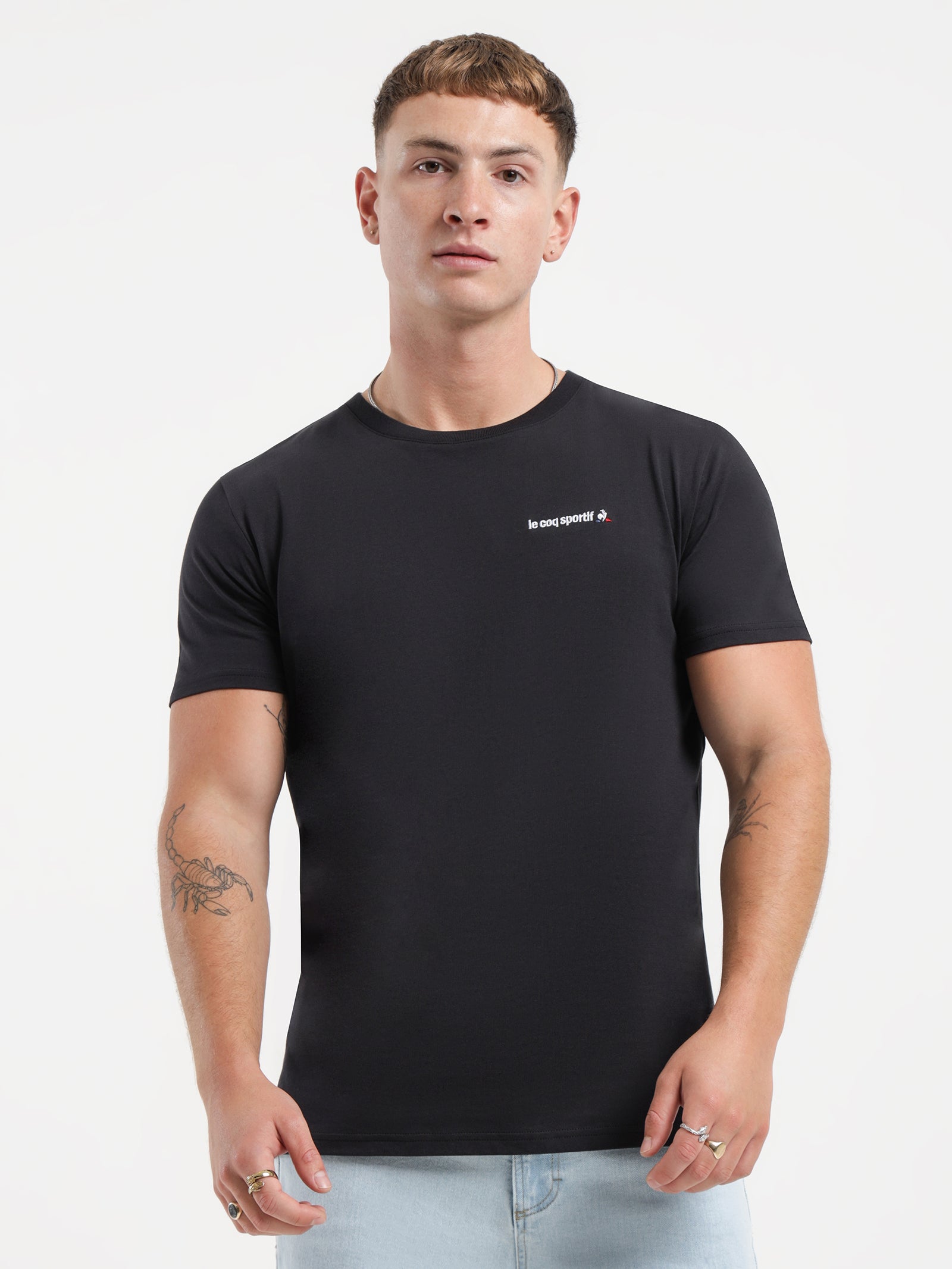 Le coq sportif Essentiel Embroidered T Shirt in Black Glue Store