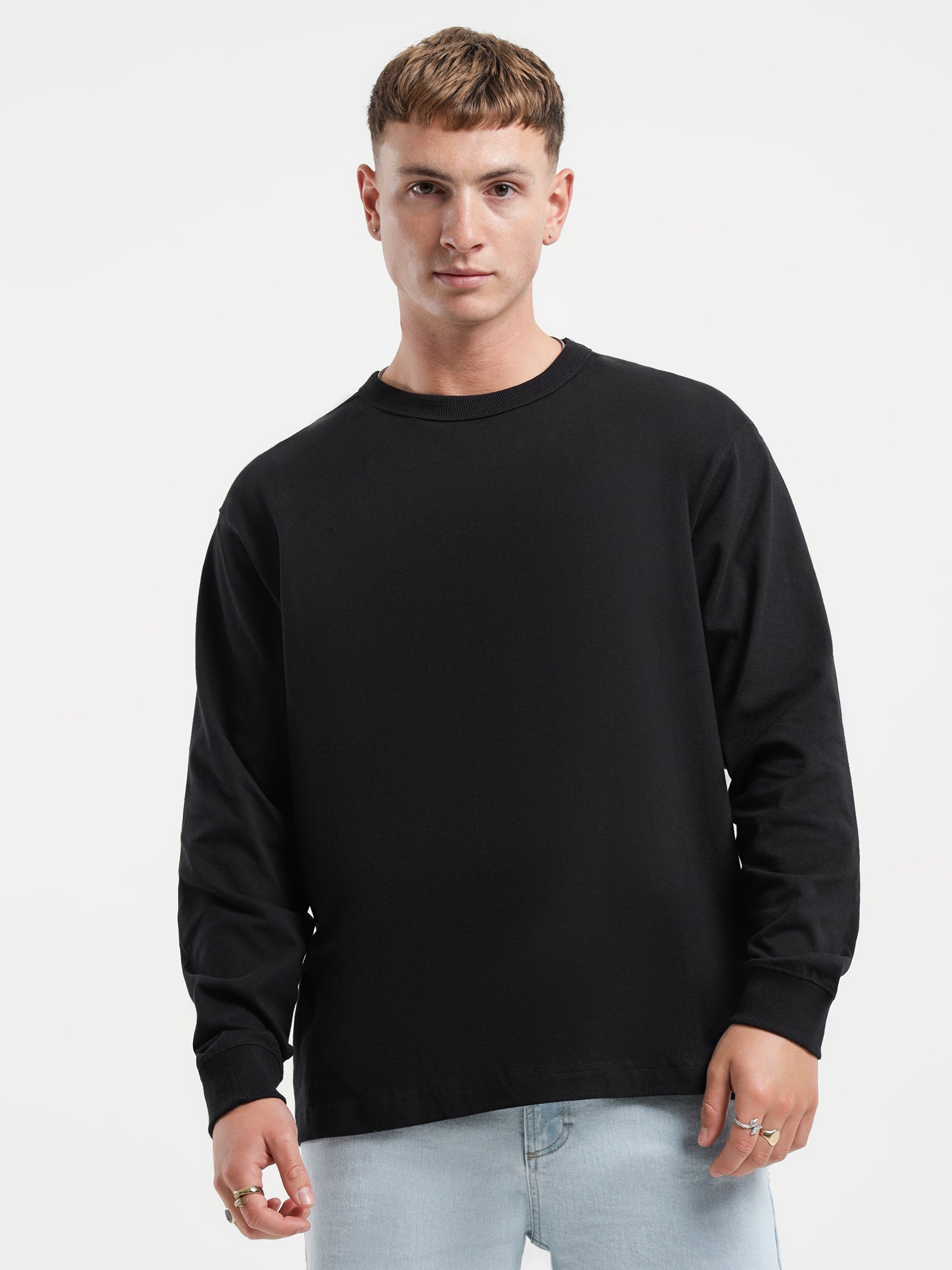 Article one Heavyweight Long Sleeve Crew T-Shirt in Black | Glue Store