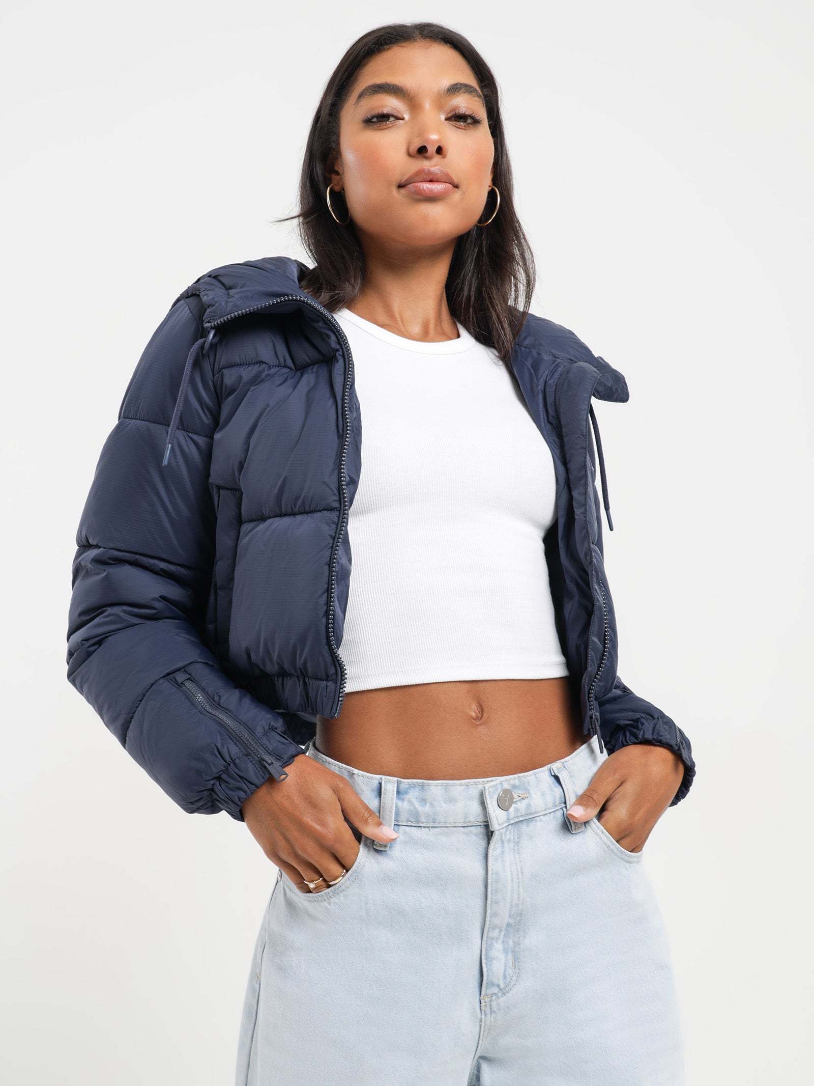 Signature Cropped Puffer in Twilight Navy