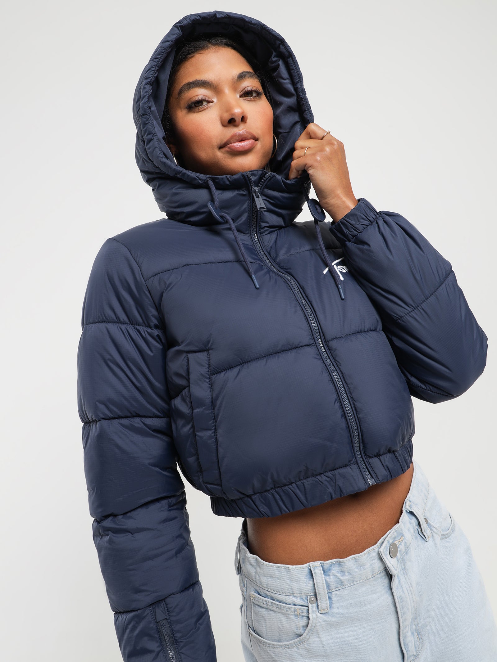 Signature Cropped Puffer in Twilight Navy