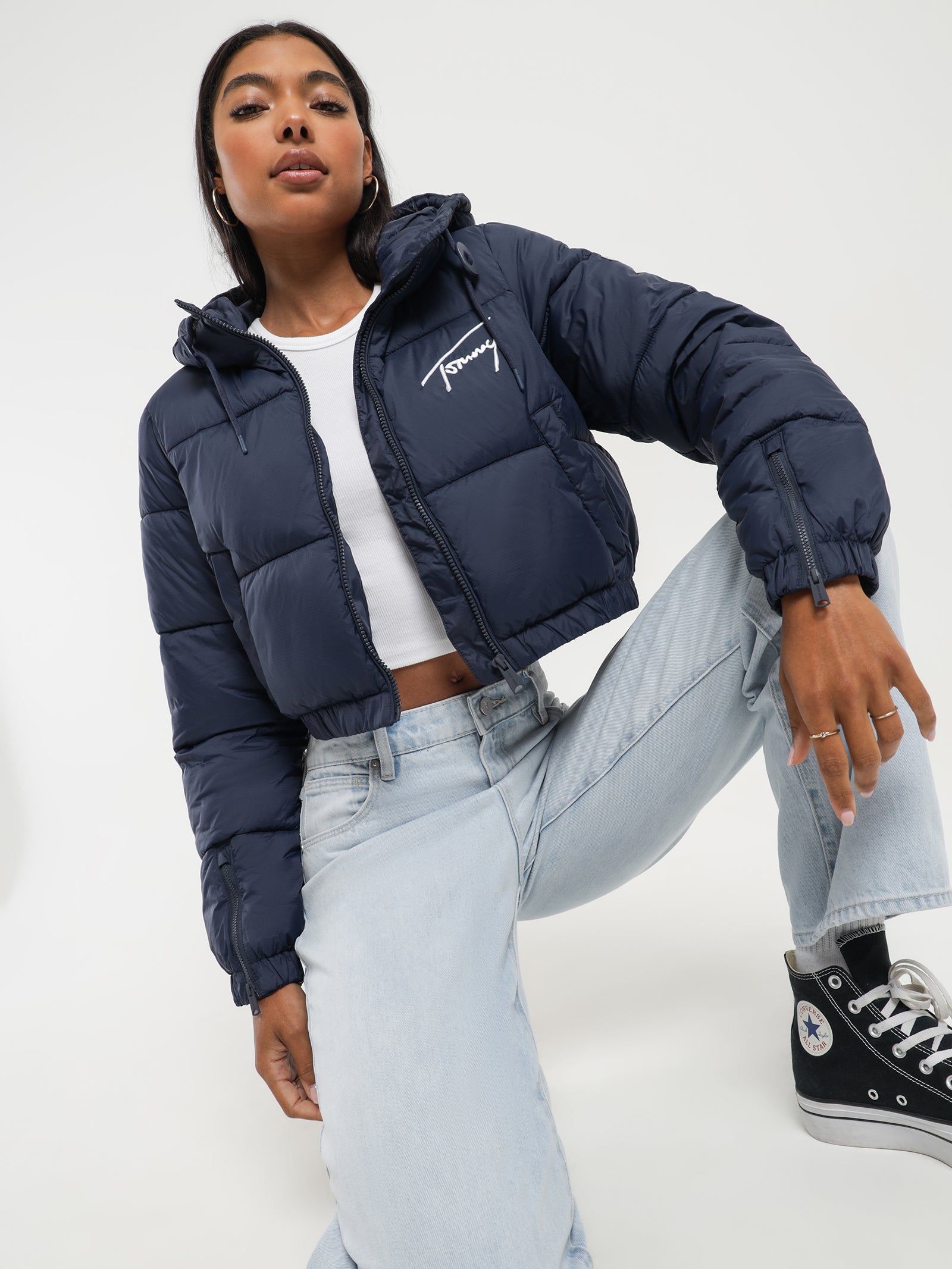 Signature Cropped Puffer in Twilight Navy