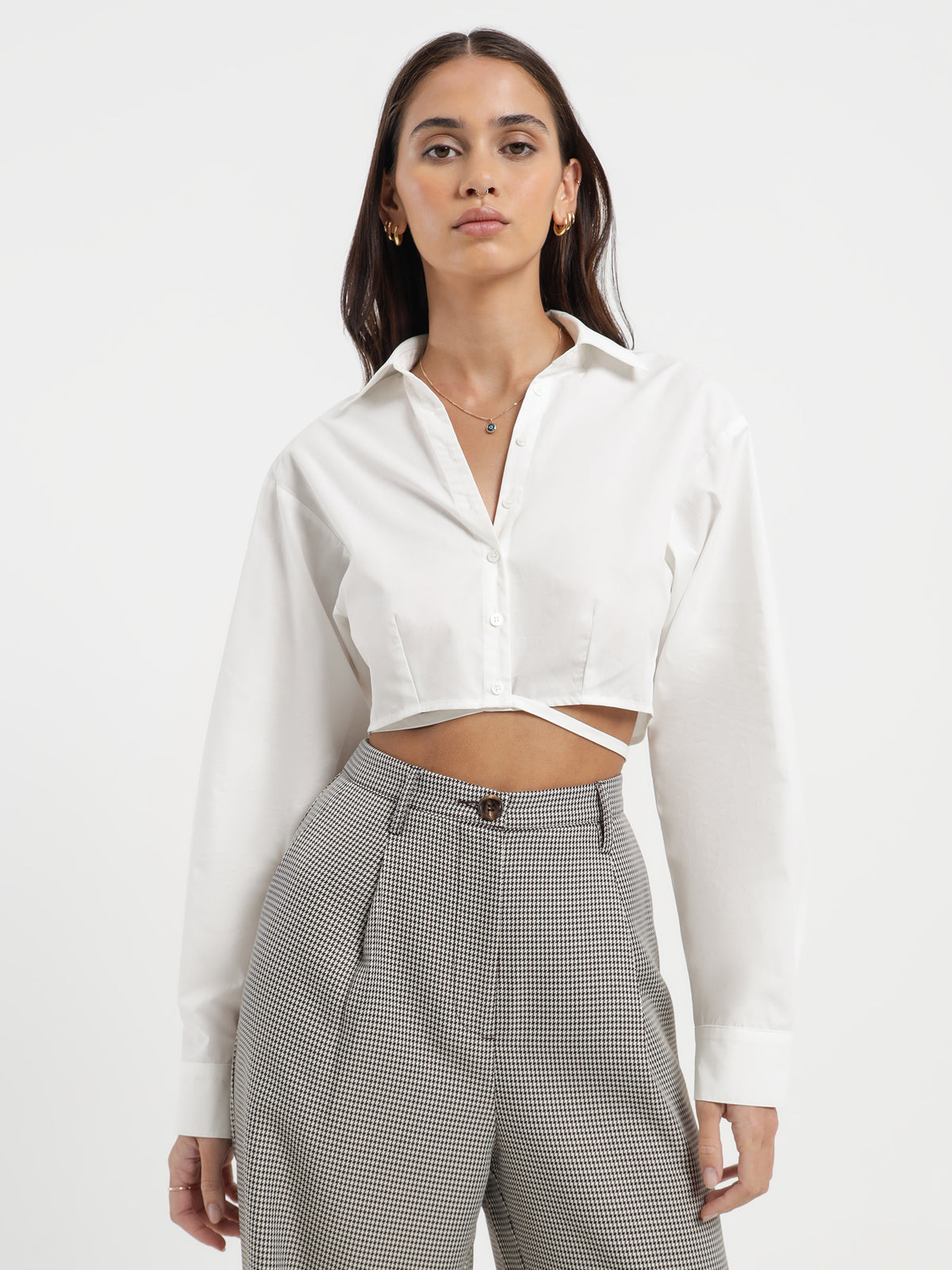 Beyond Her Brylee Tie Shirt in Off White | Off White