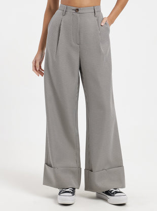 Cora Wide Leg Pants in Houndstooth