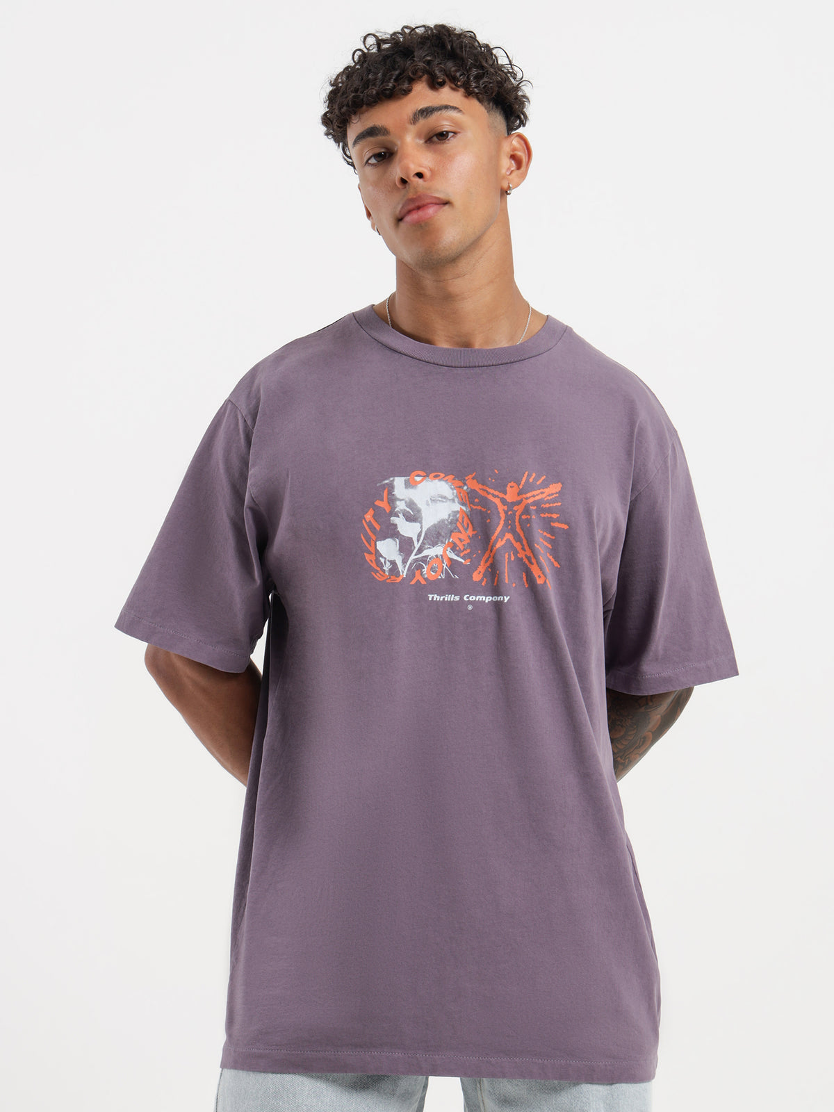 Thrills Energy Merch Fit T-Shirt in Purple | Purple