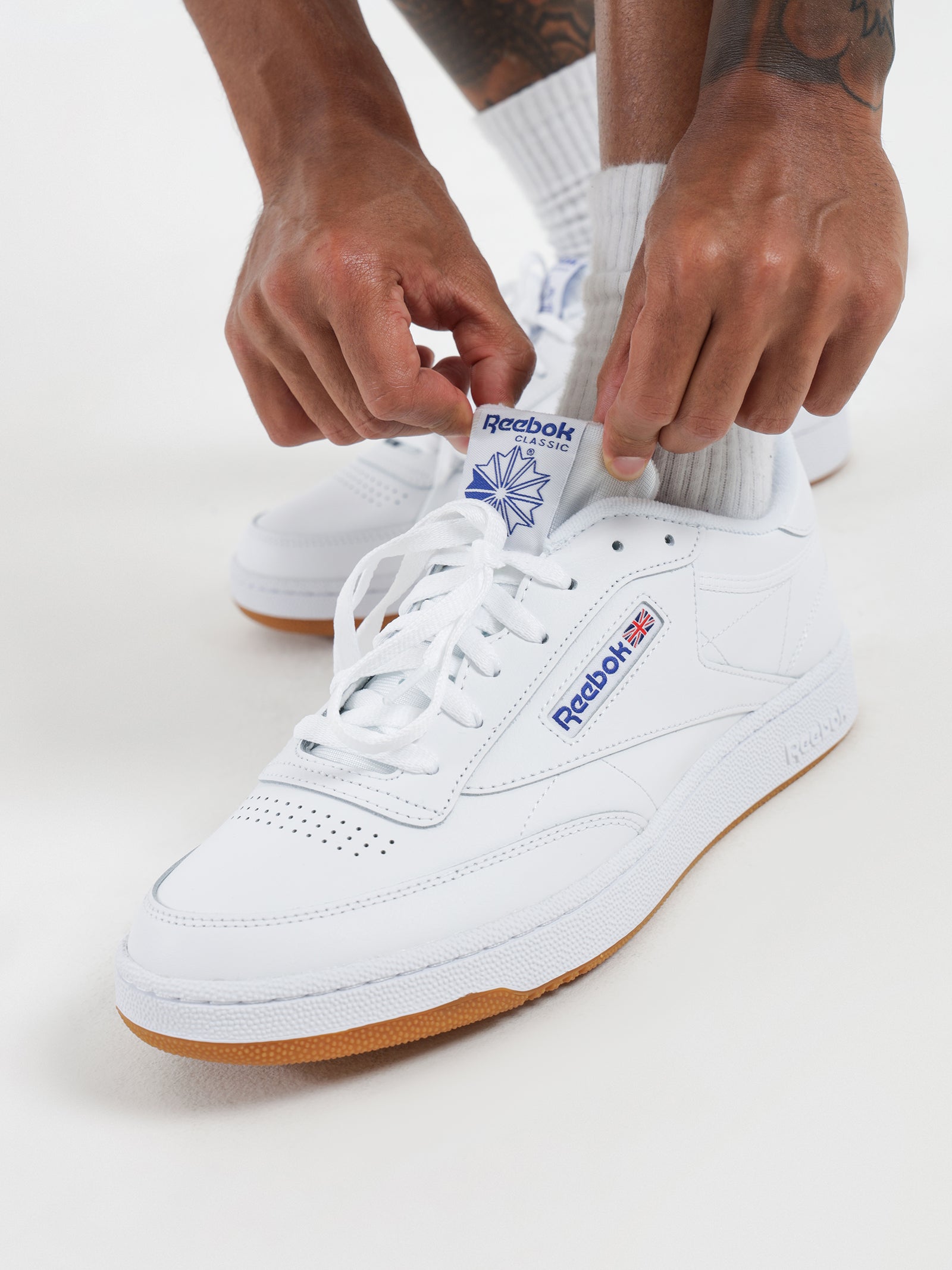 Unisex Club C 85 Sneakers in White u0026 Blue - Glue Store