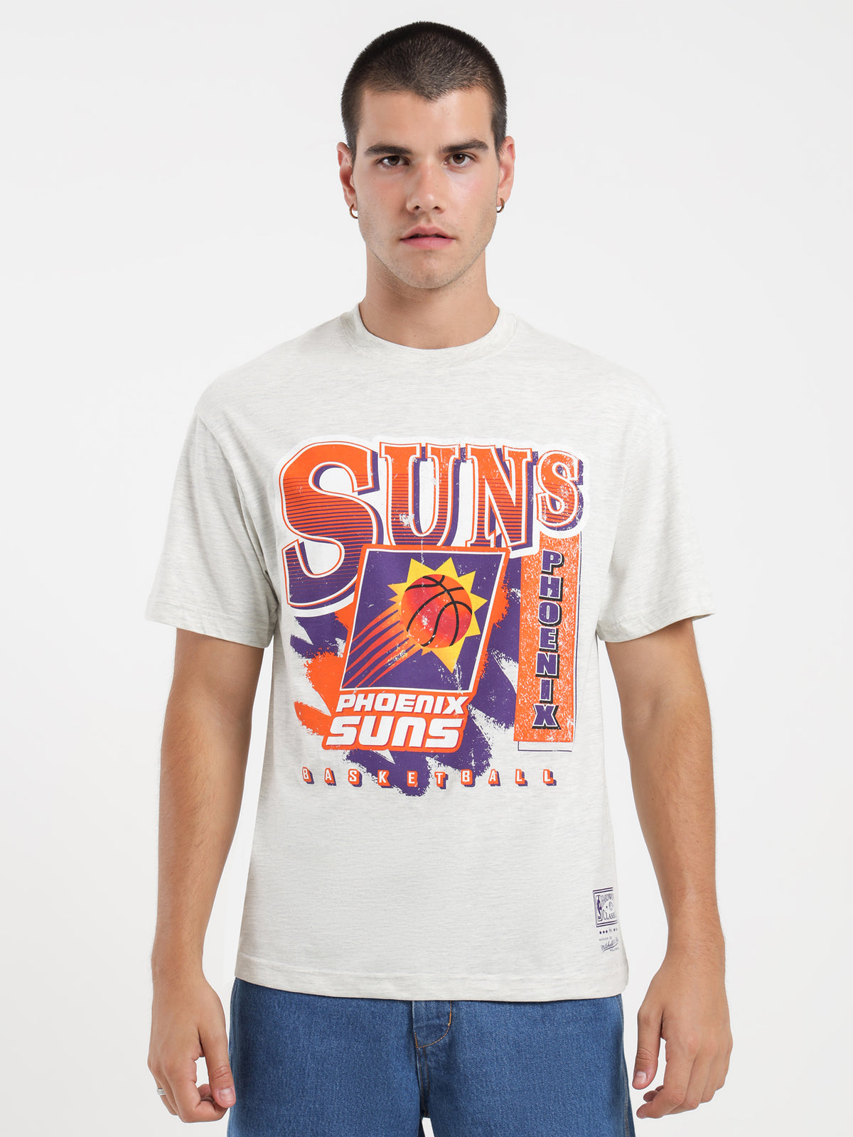 Mitchell & Ness Phoenix Suns T-Shirt in White Marle | White Marl