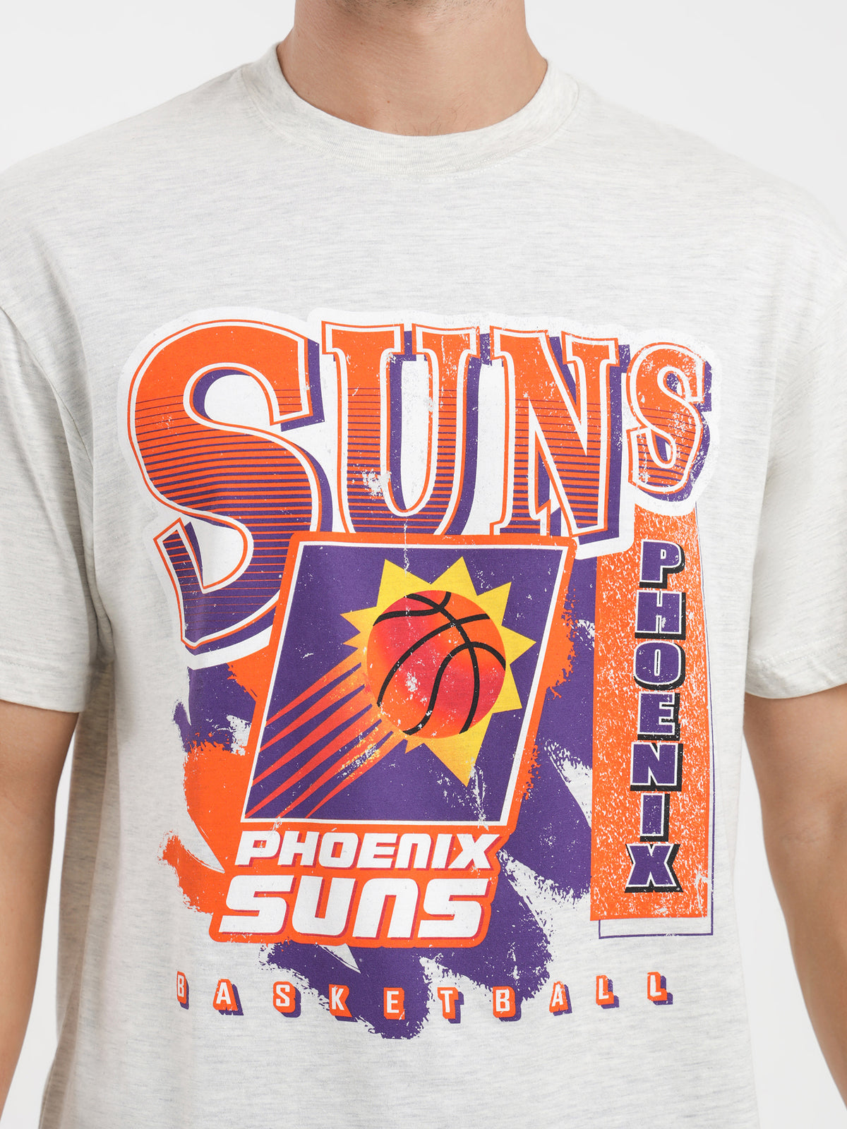 Mitchell & Ness Phoenix Suns T-Shirt in White Marle | White Marl