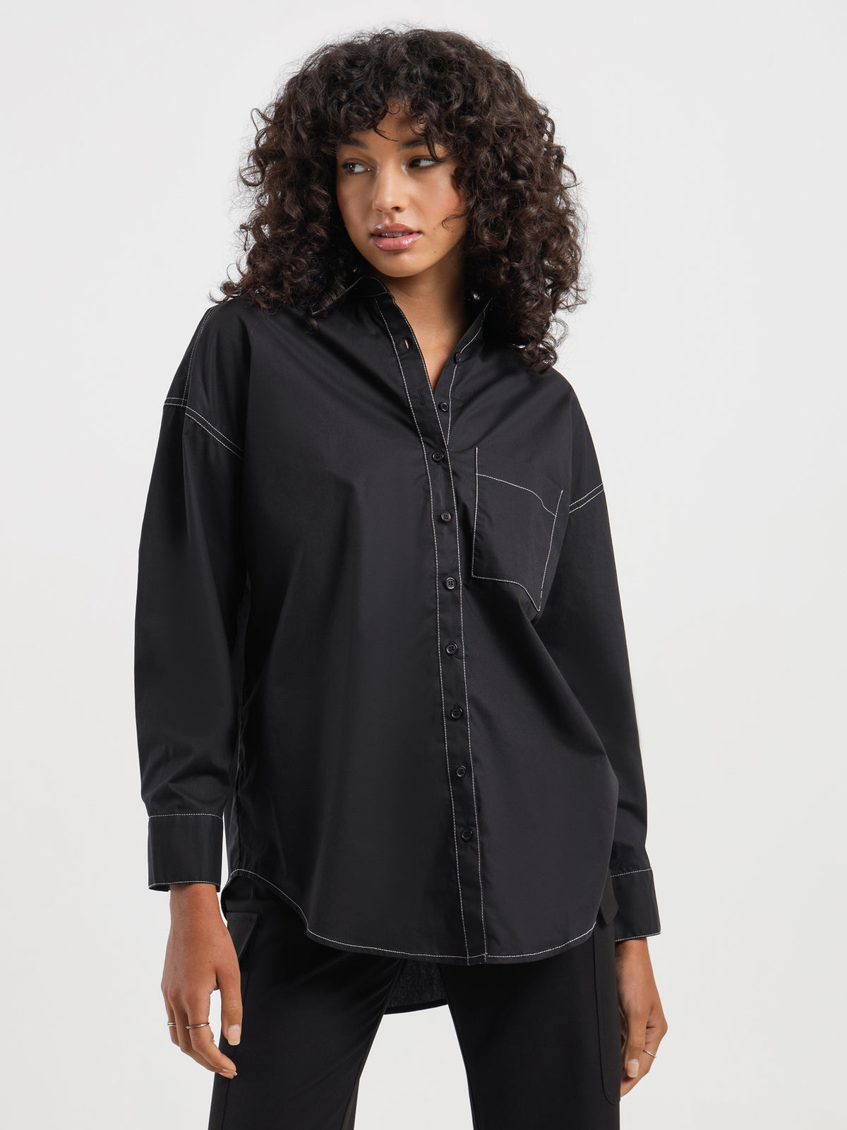 Misha Urban Isaac Oversized Shirt in Black | Black