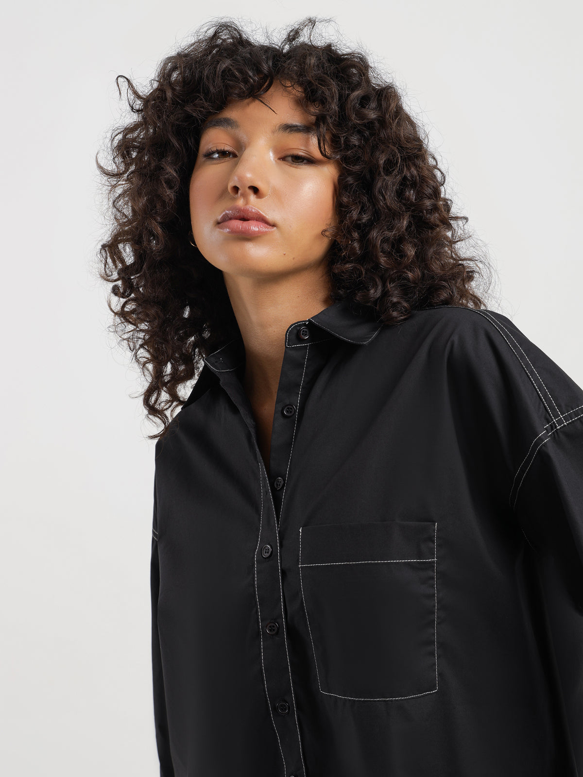 Misha Urban Isaac Oversized Shirt in Black | Black