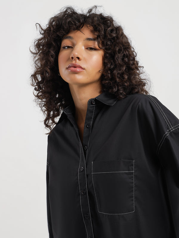 Misha urban Isaac Oversized Shirt in Black Black | Glue Store