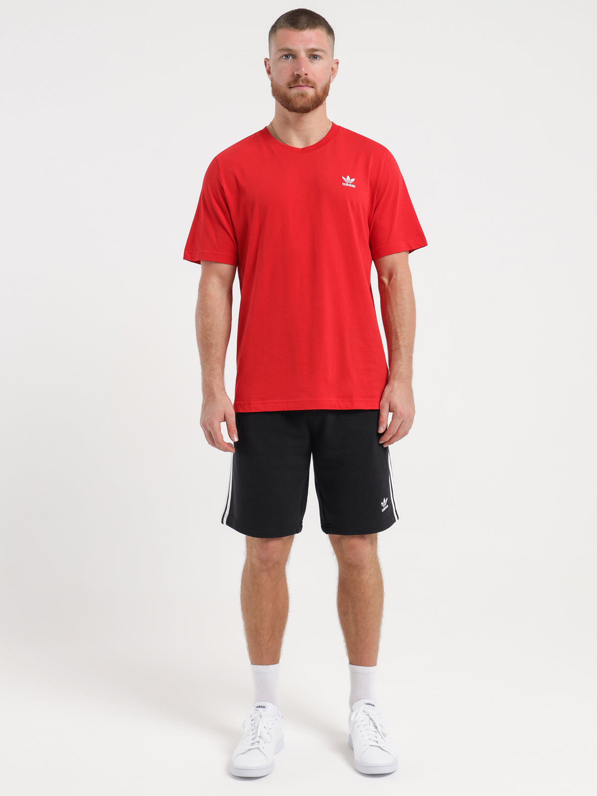 Adidas Trefoil Essentials T-Shirt in Better Scarlet | Scarlet