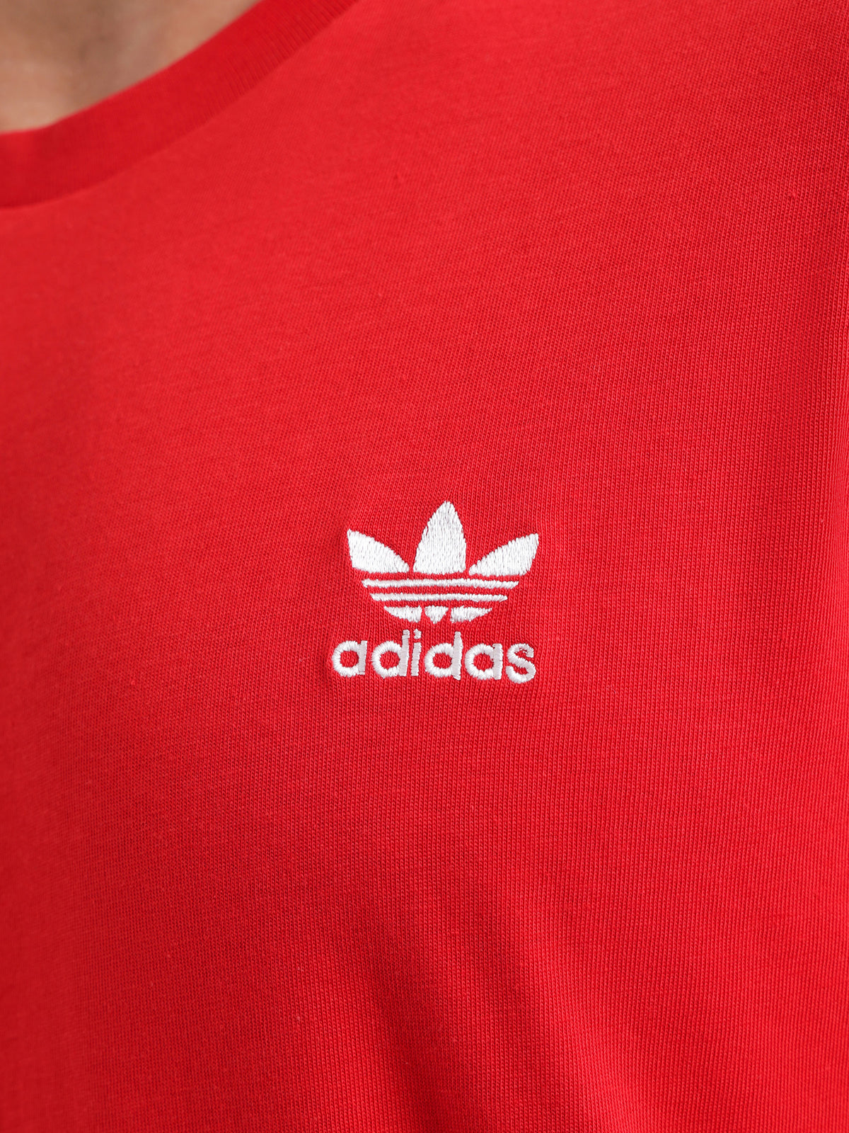 Adidas Trefoil Essentials T-Shirt in Better Scarlet | Scarlet
